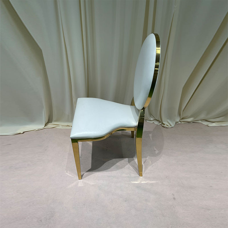 Round Backrest Stainless Steel Leg Dining Chair 