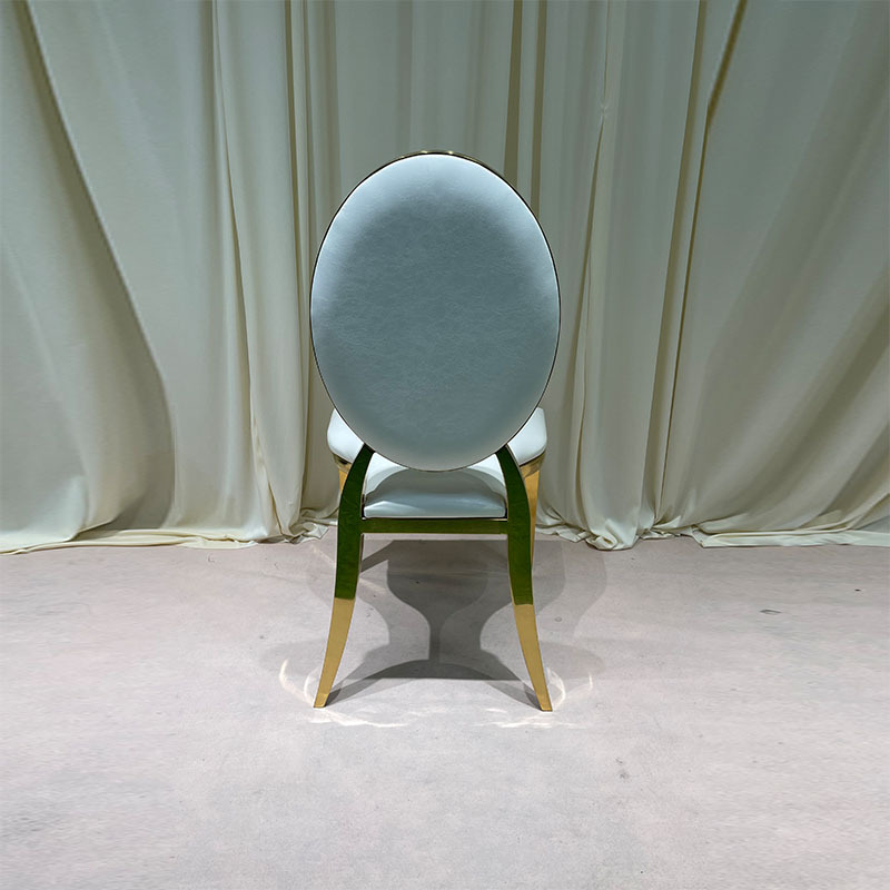 Round Backrest Stainless Steel Leg Dining Chair 