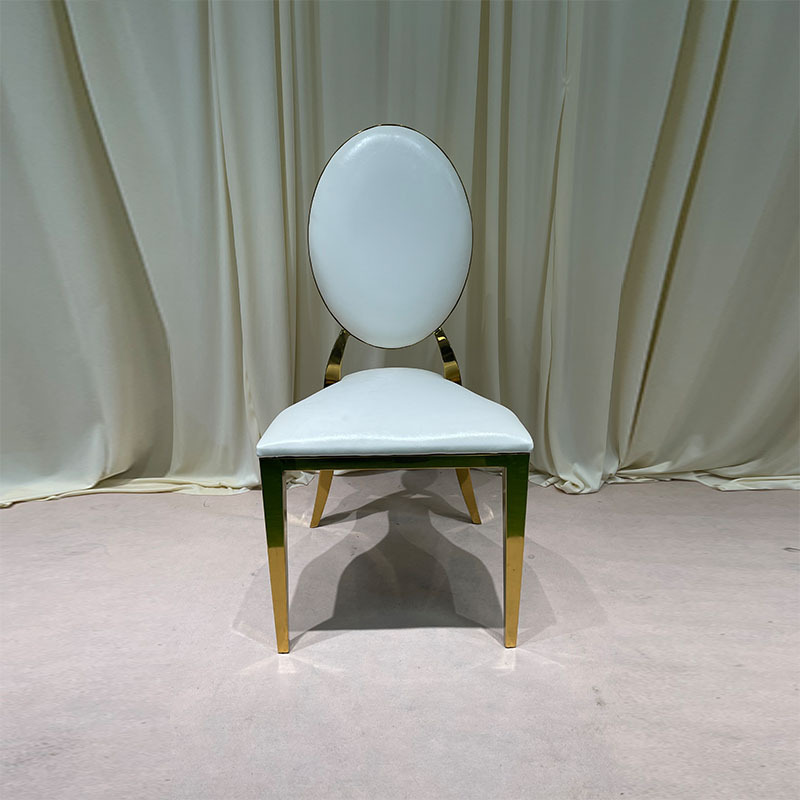 Round Backrest Stainless Steel Leg Dining Chair 