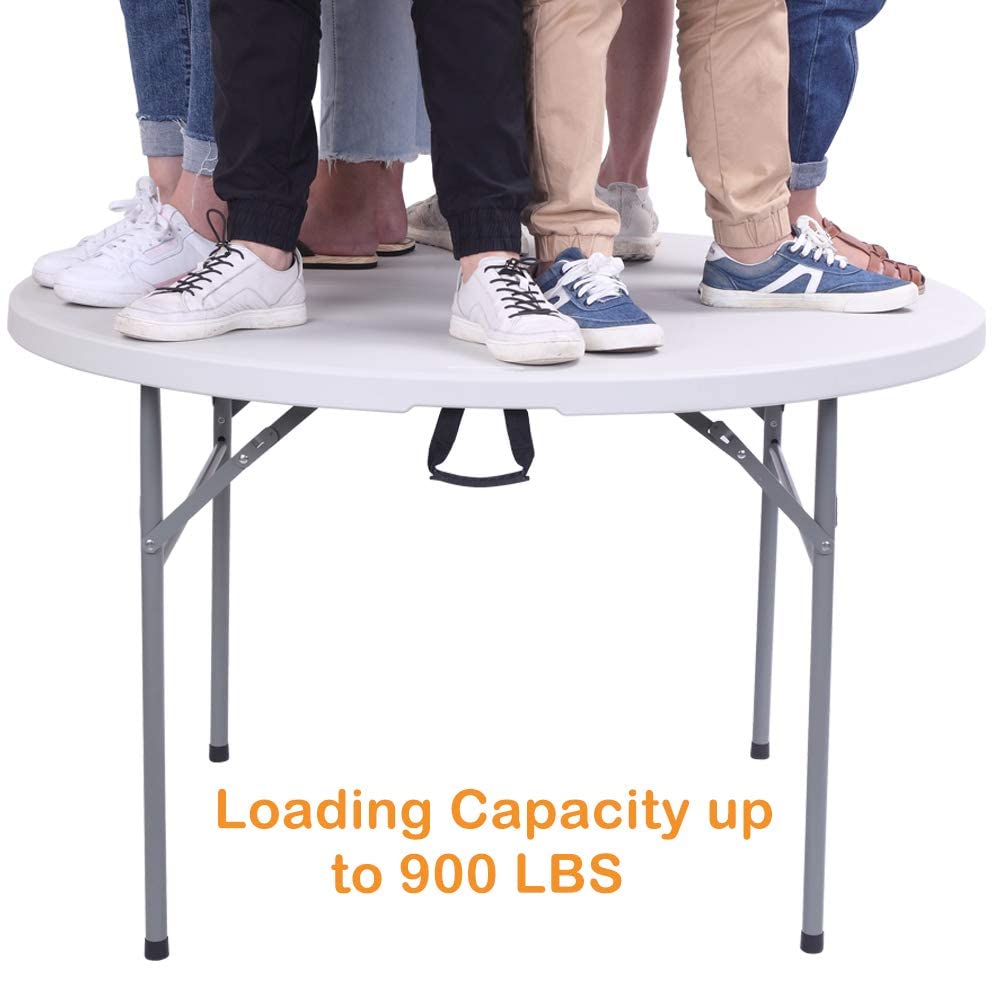 Round folding table with foldable tabletop