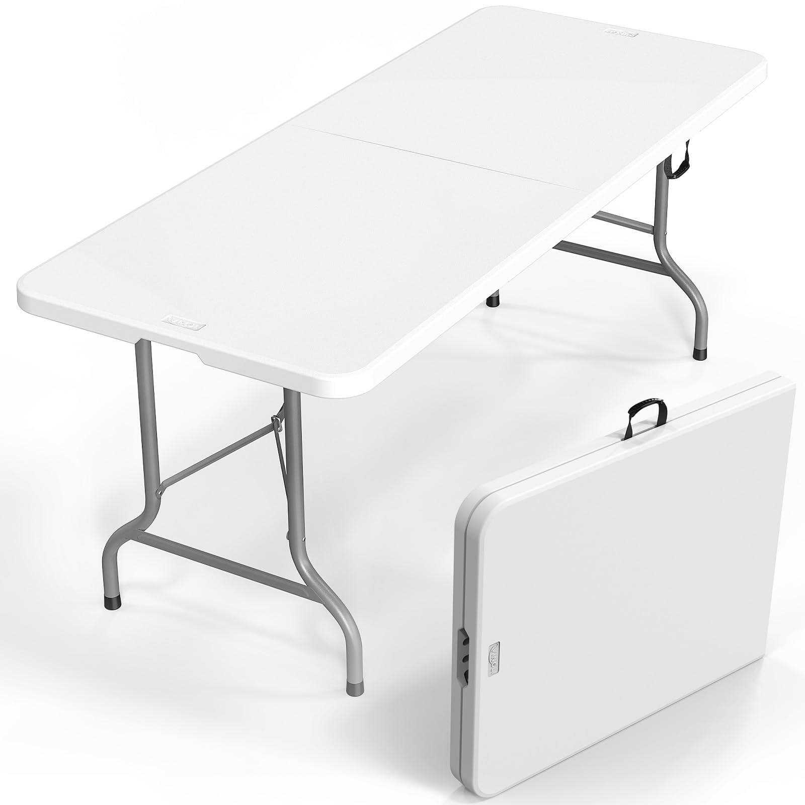 Rectangular folding table with foldable tabletop