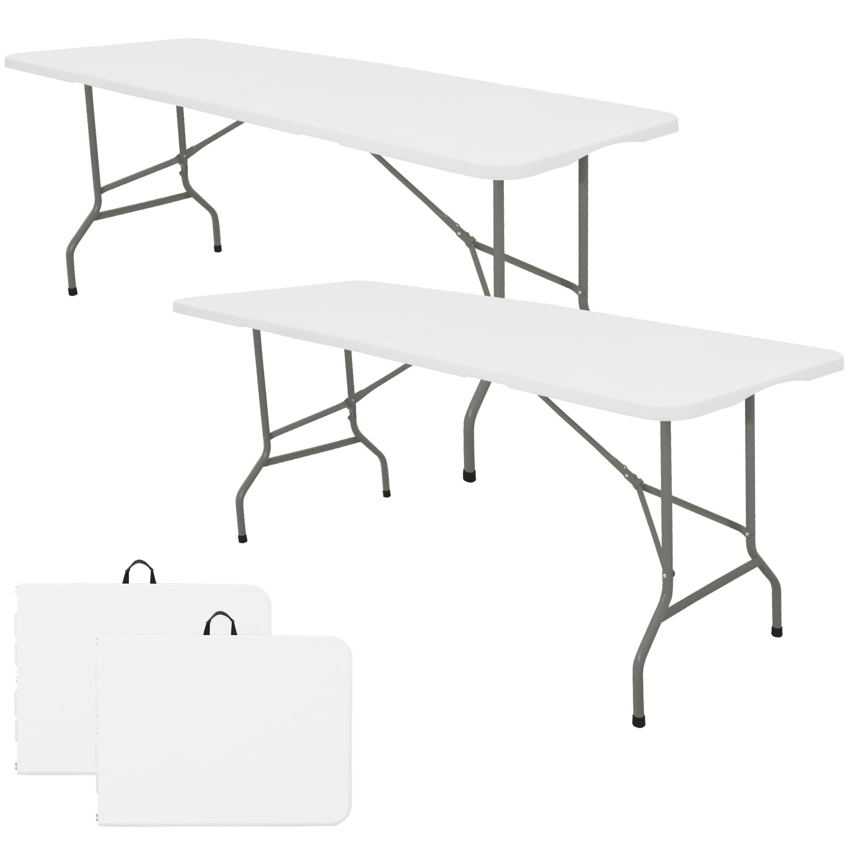 Rectangular folding table with foldable tabletop