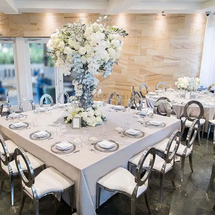 Round O-shaped back gold wedding chair modern stainless steel banquet chair