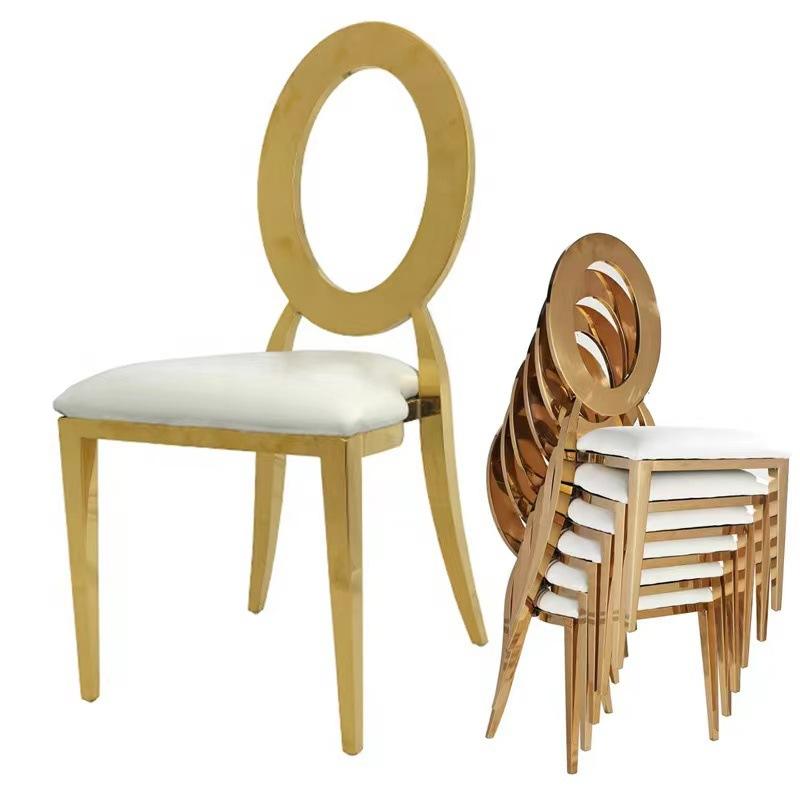 Round O-shaped back gold wedding chair modern stainless steel banquet chair