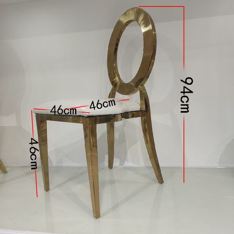 Round O-shaped back gold wedding chair modern stainless steel banquet chair