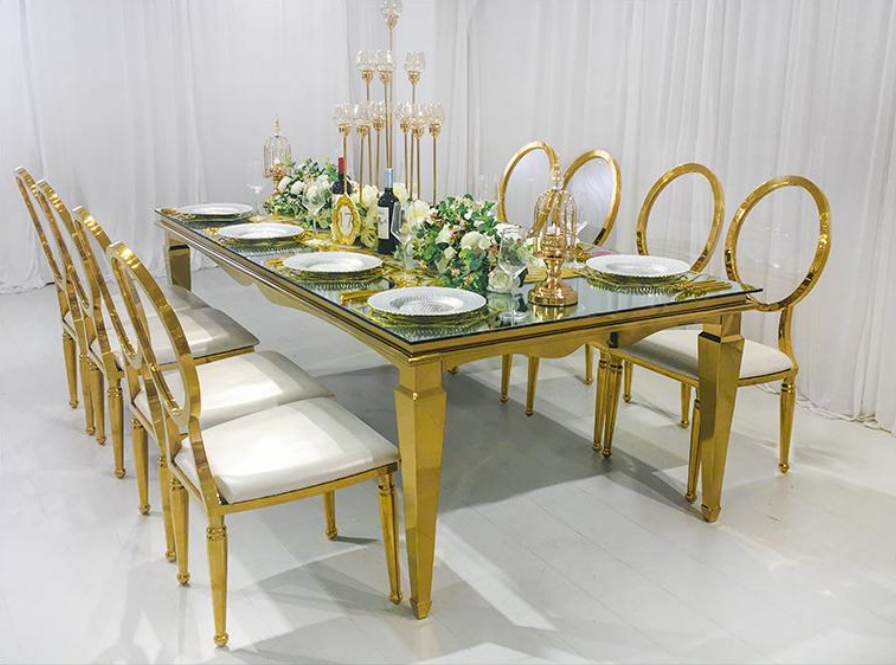 Elegant Gold - Framed Table with Upholstered Chairs for Gatherings