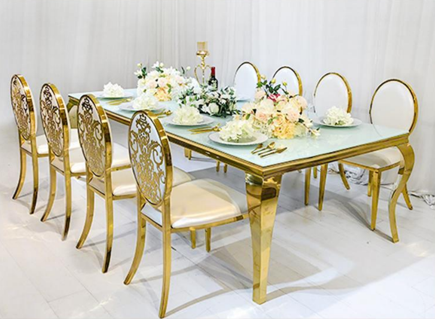 Gold - Ornate Glass Table & Chair Set for Luxury Weddings