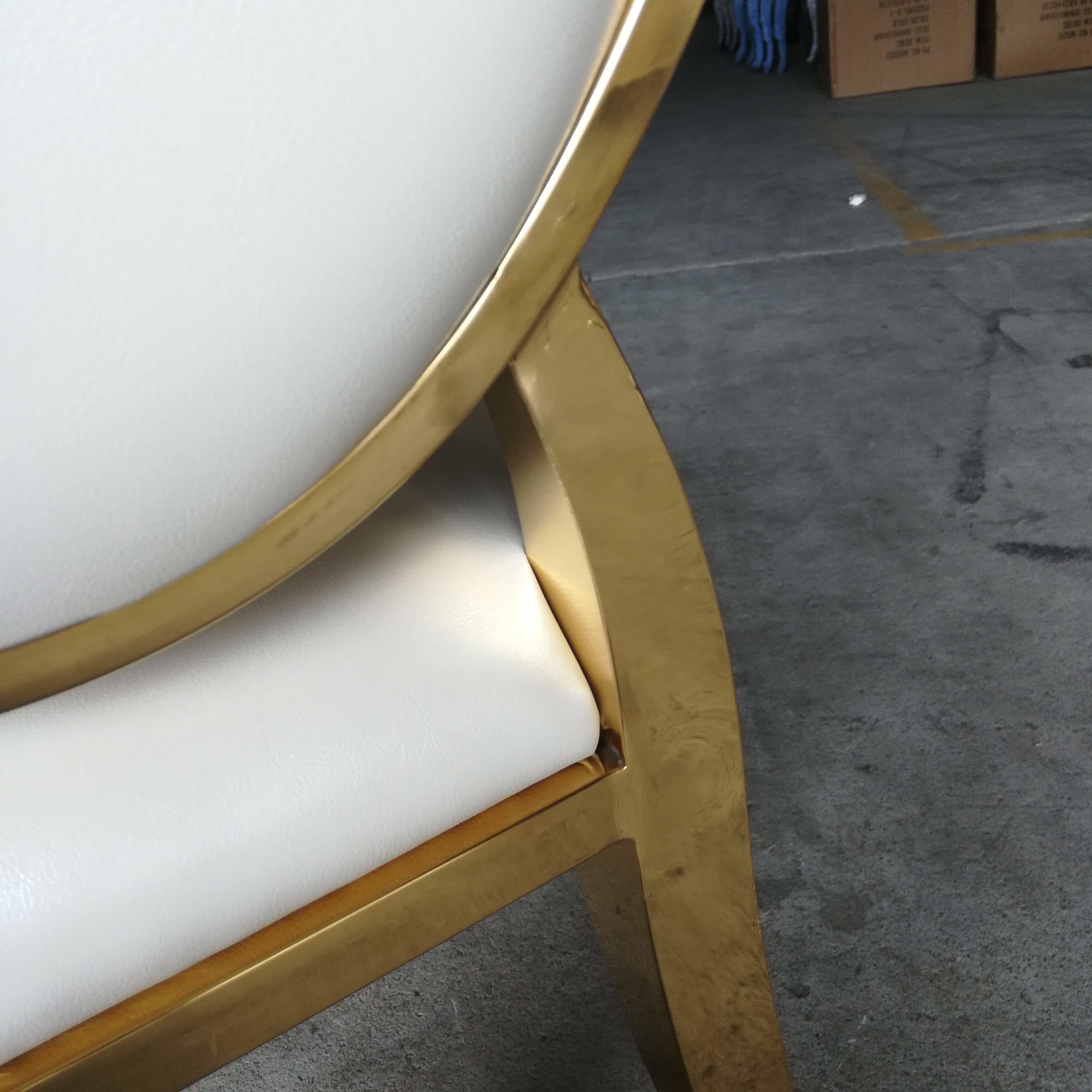 White and gold logo dining chair - luxurious oval-back upholstered chair