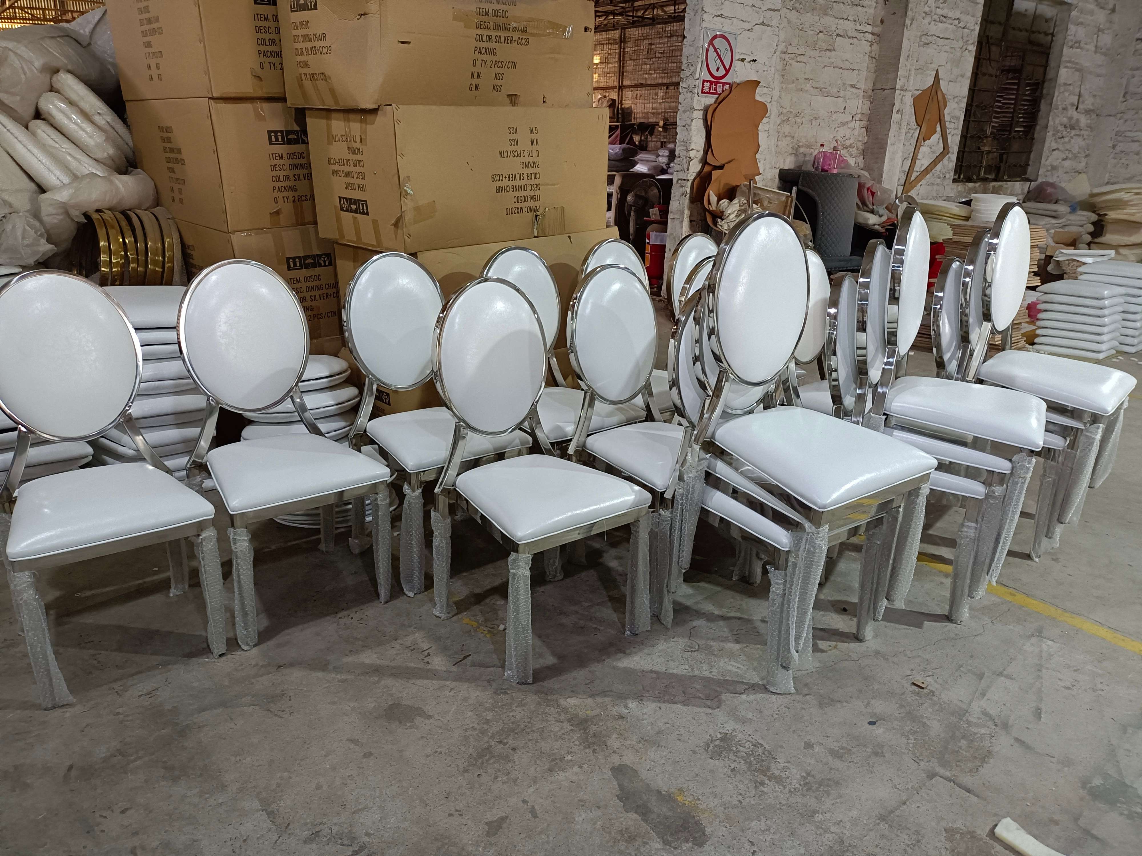 White Velvet & Gold Dining Chair - Modern Oval Back Luxury Accent Chair