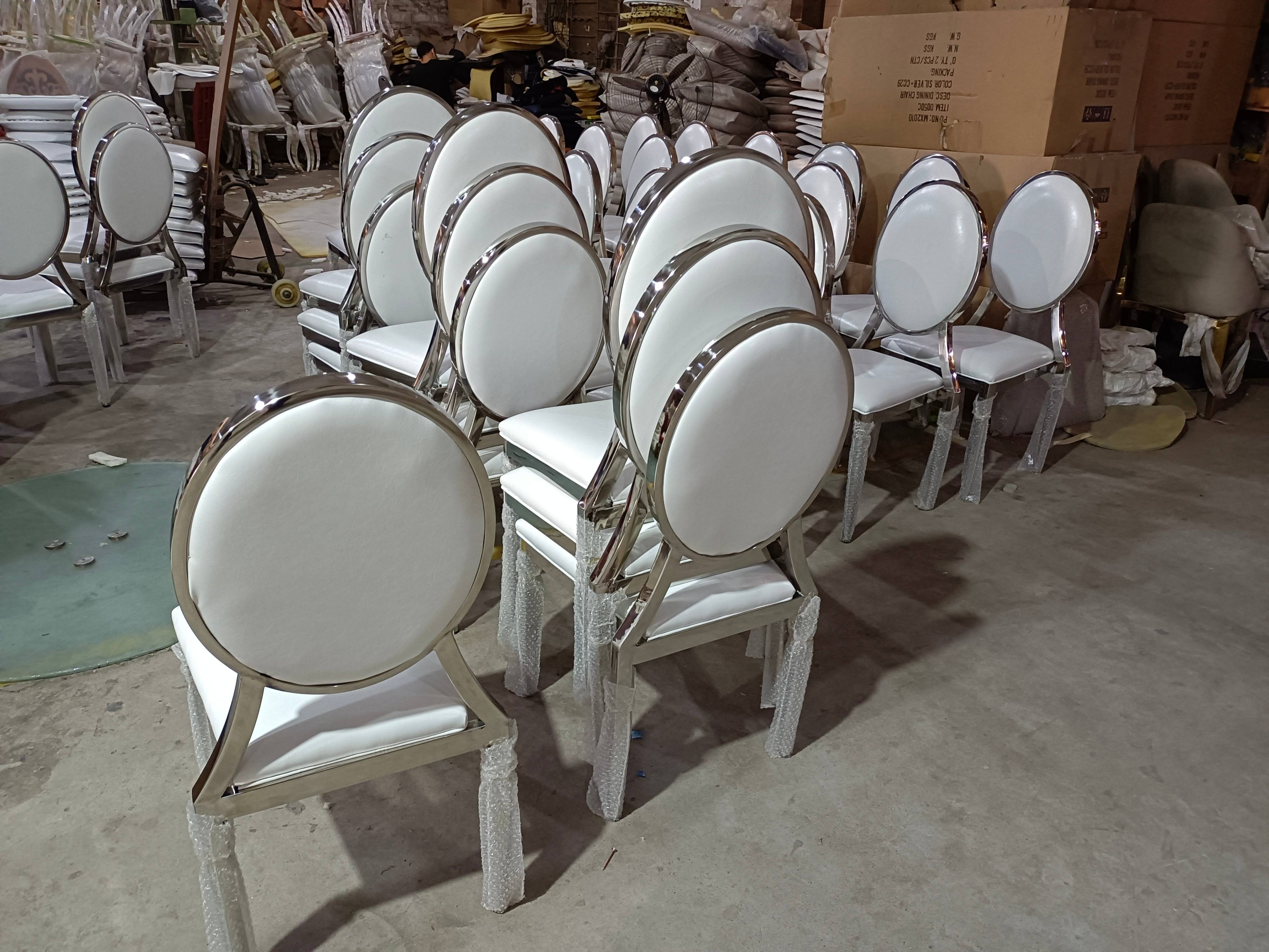 White Velvet & Gold Dining Chair - Modern Oval Back Luxury Accent Chair