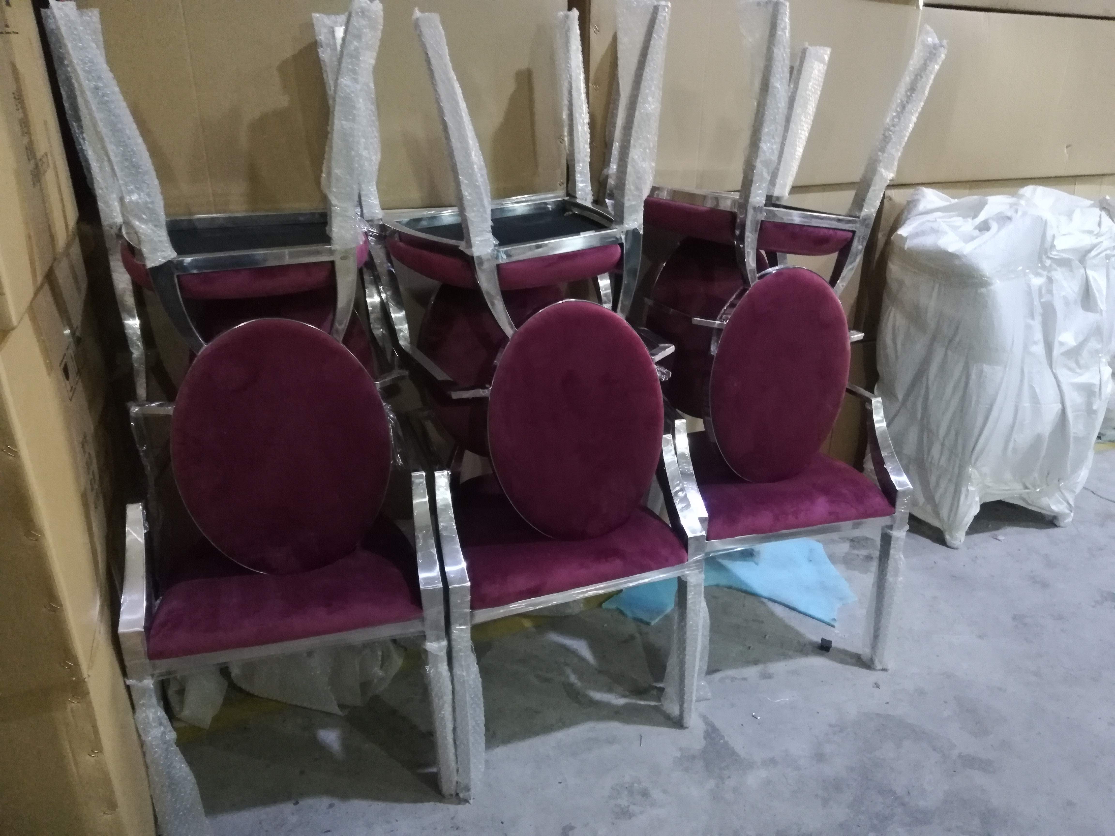 Fuchsia Velvet & Chrome Armchair - Oval Back Modern Luxury Accent Chair