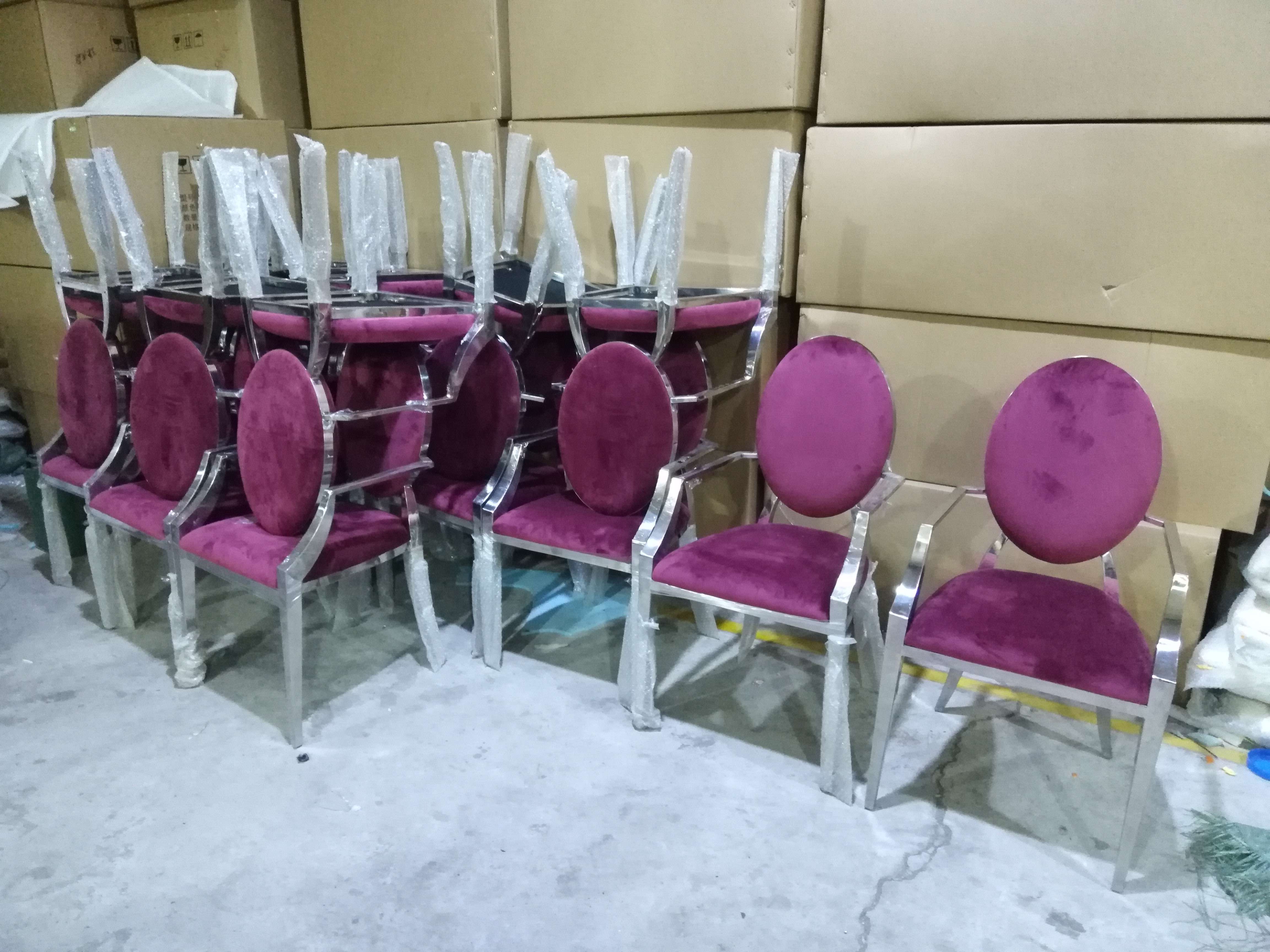 Fuchsia Velvet & Chrome Armchair - Oval Back Modern Luxury Accent Chair