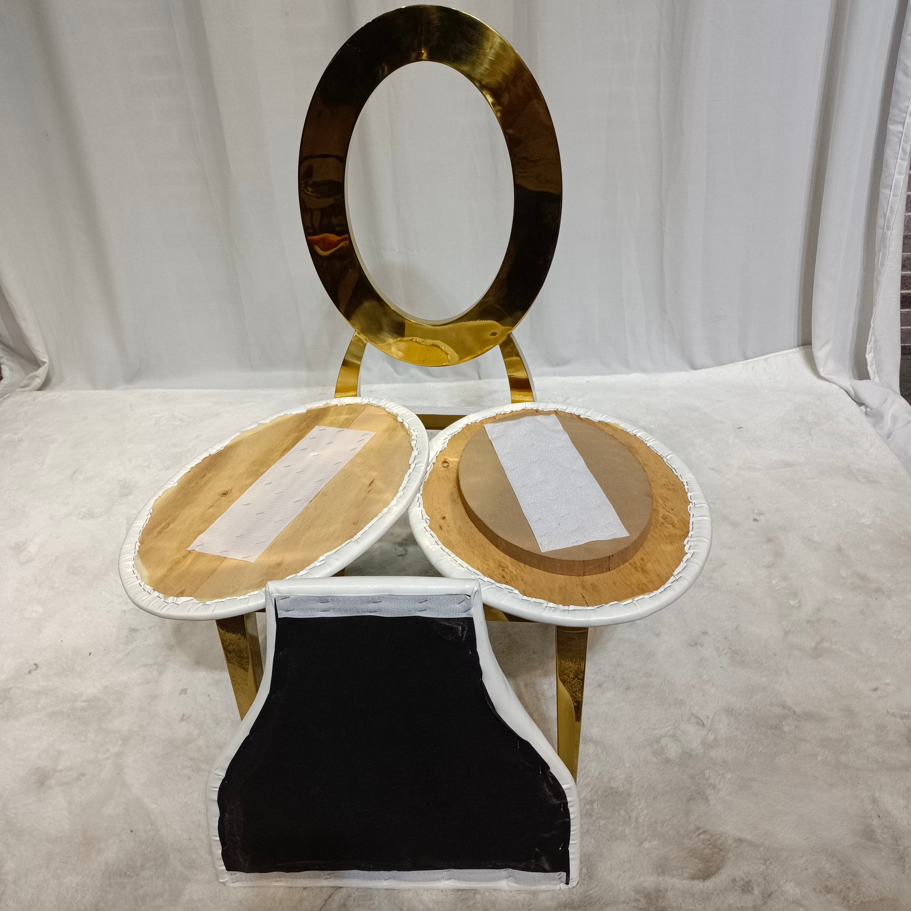 Gold Oval Frame Dining Chair - Detachable White Cushion & Backrest