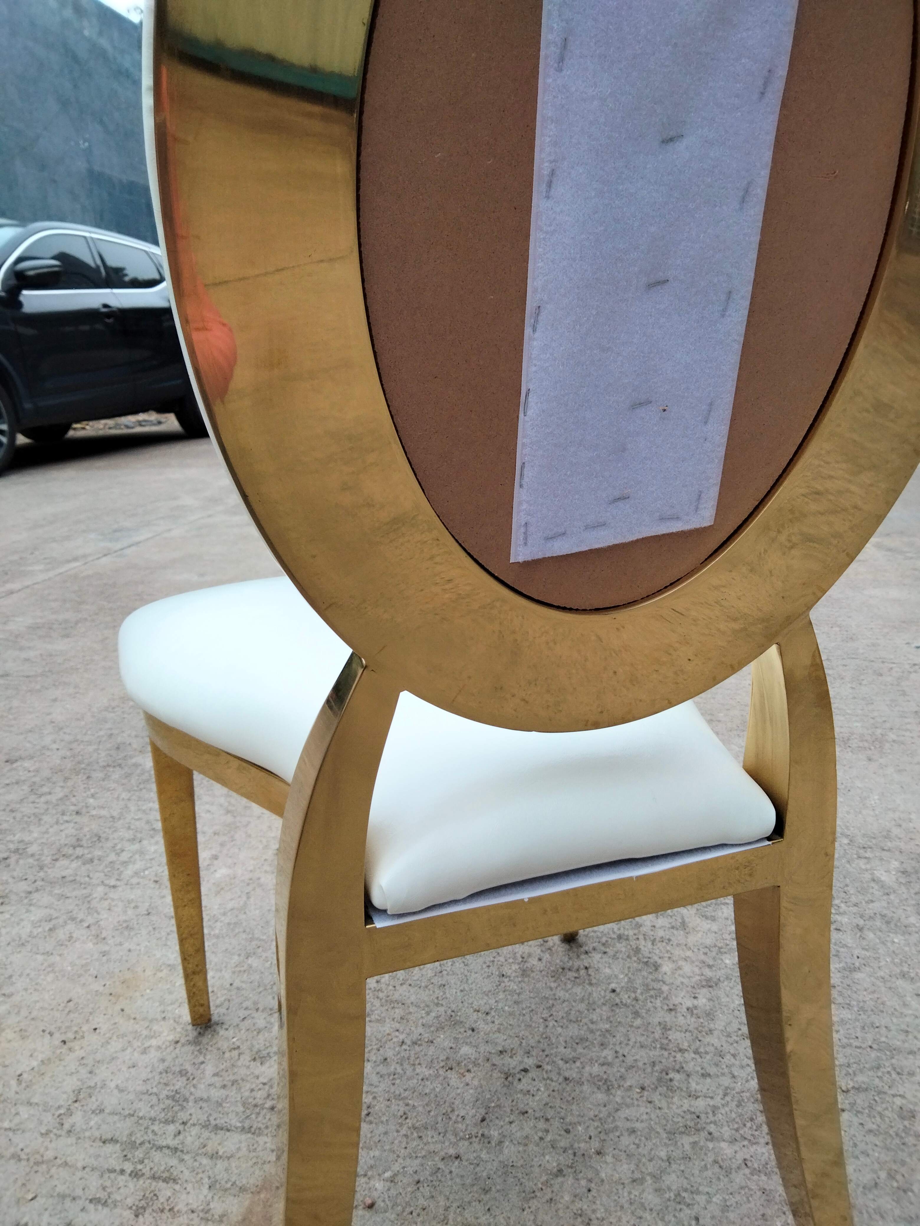 Gold Oval Frame Dining Chair - Detachable White Cushion & Backrest