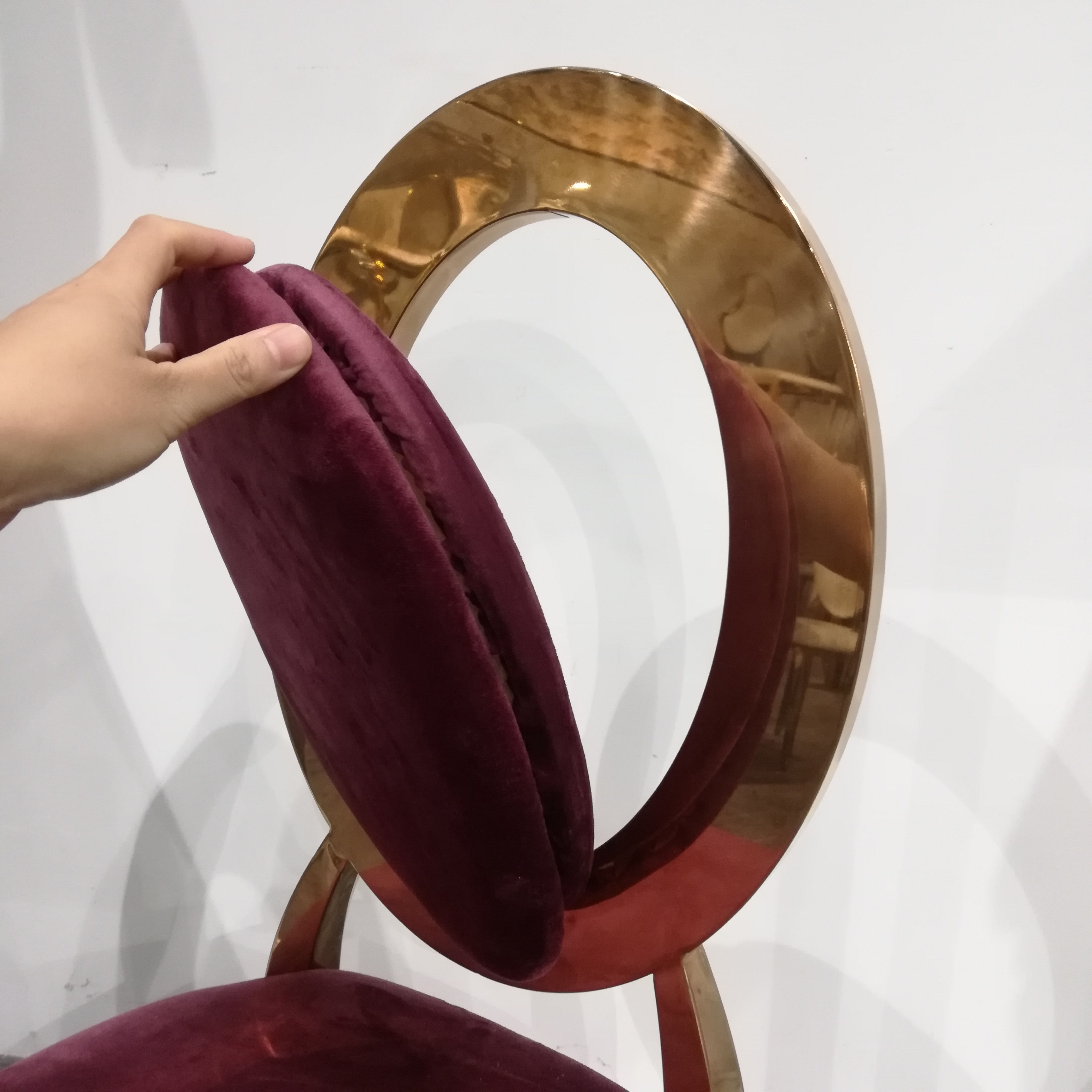 Customizable Rose Gold Frame Chair - Detachable Velvet Cushion (Color Options)