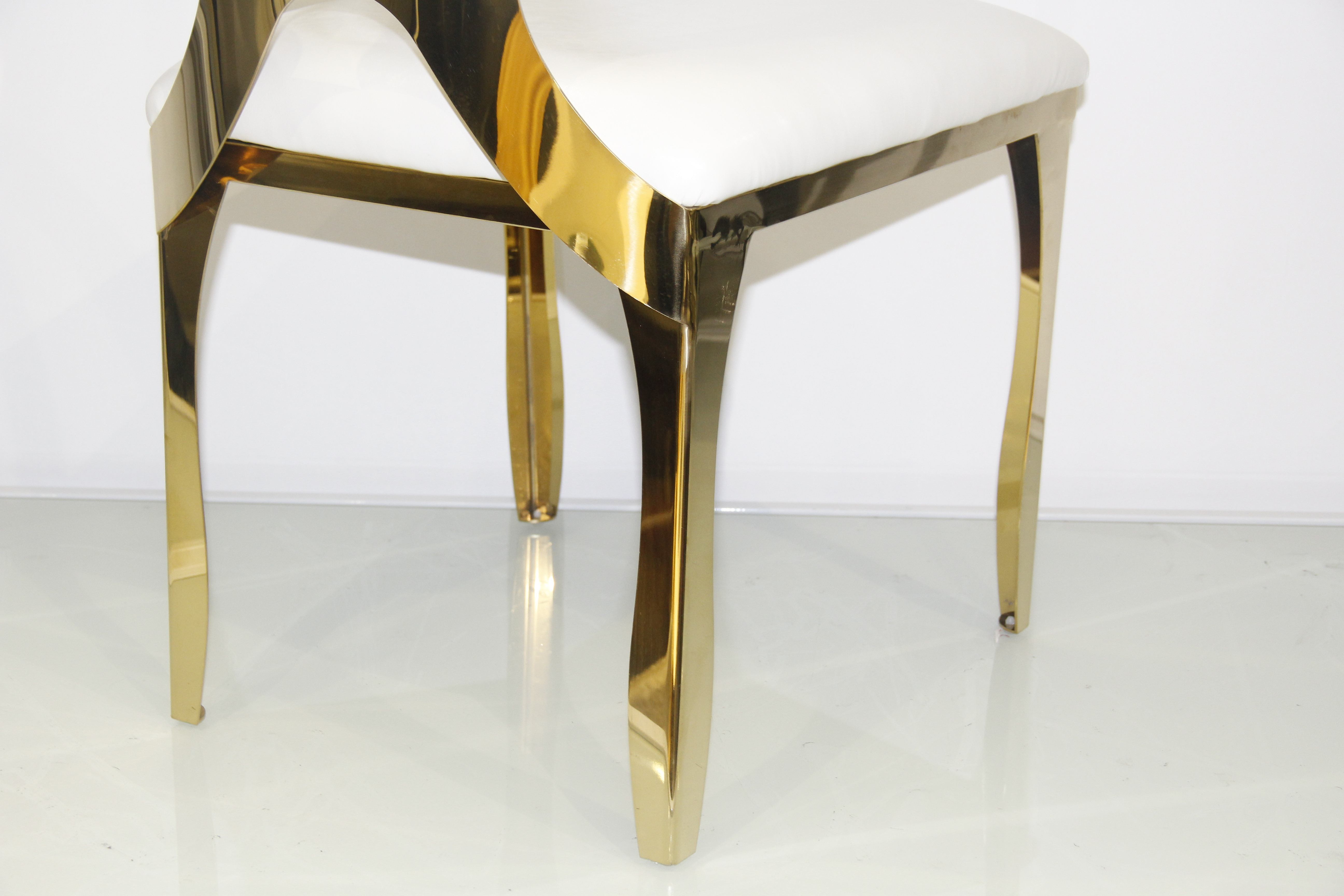 Gold Intertwined-Ring Back Dining Chair - White Upholstered Luxury Accent Chair