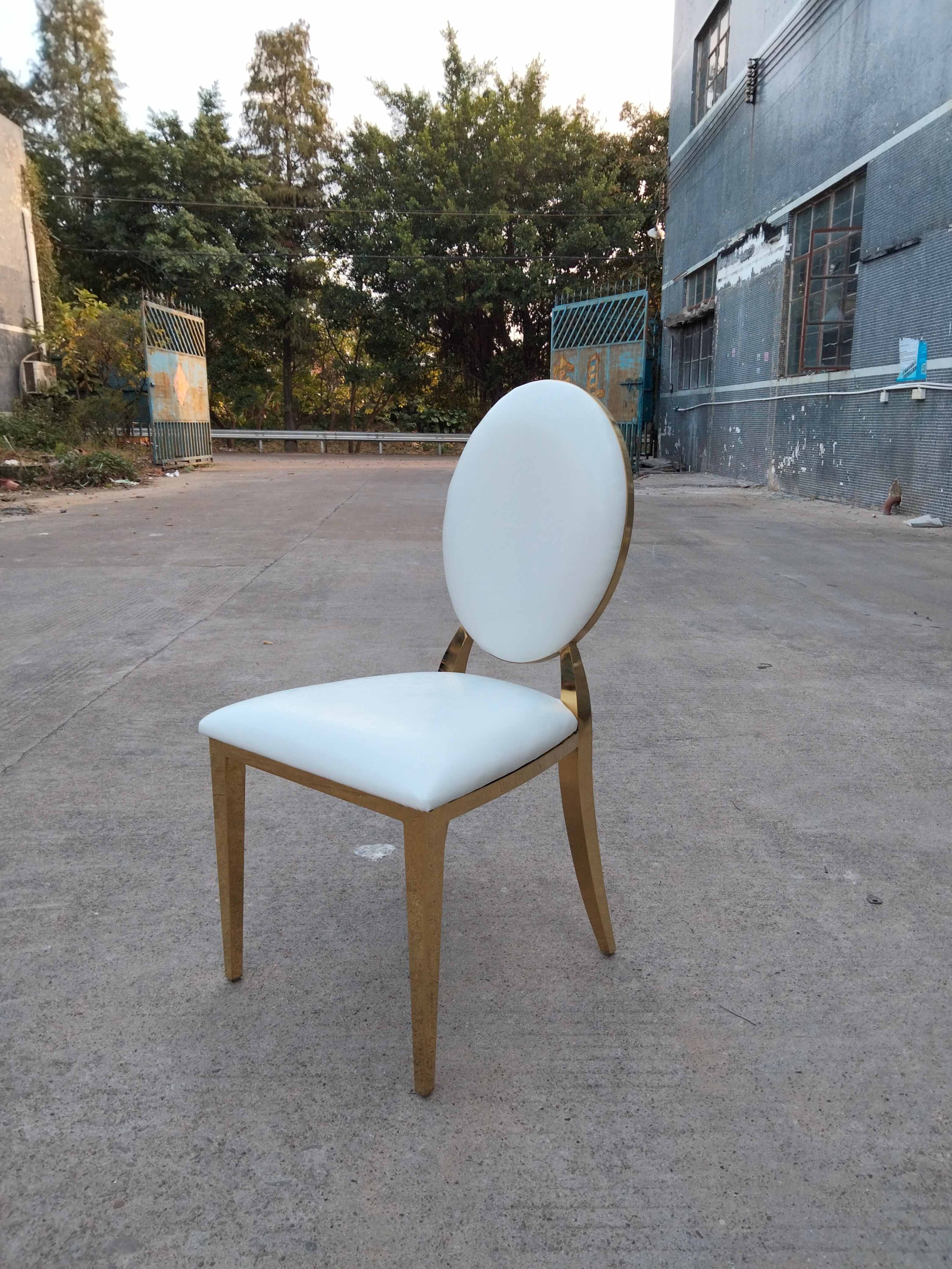 Gold Rose-Pattern Cutout Back Dining Chair - White Upholstered Luxury Accent Chair