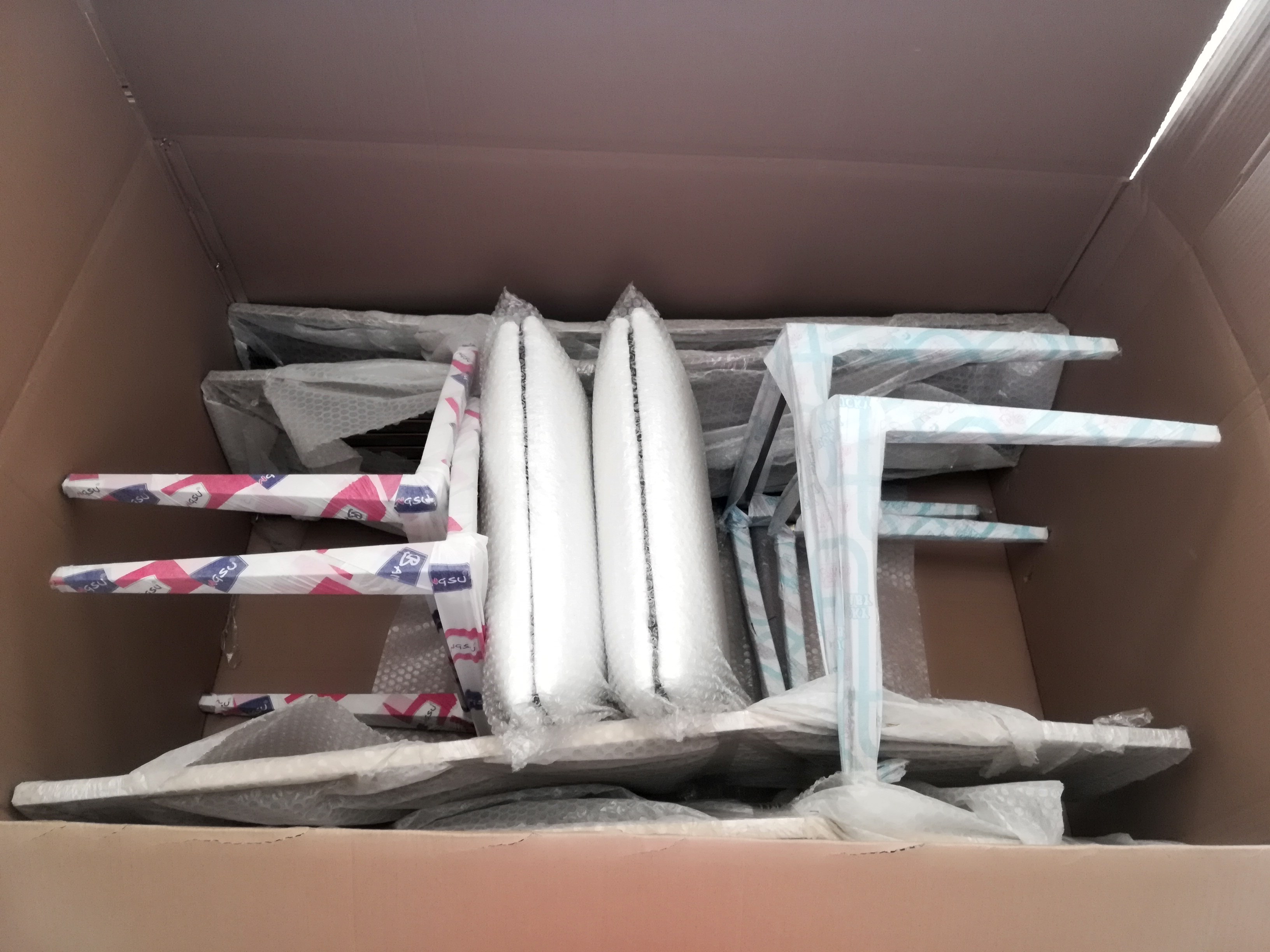 Gold & White Paneled High-Back Dining Chair - Upholstered Modern Luxury Accent Chair