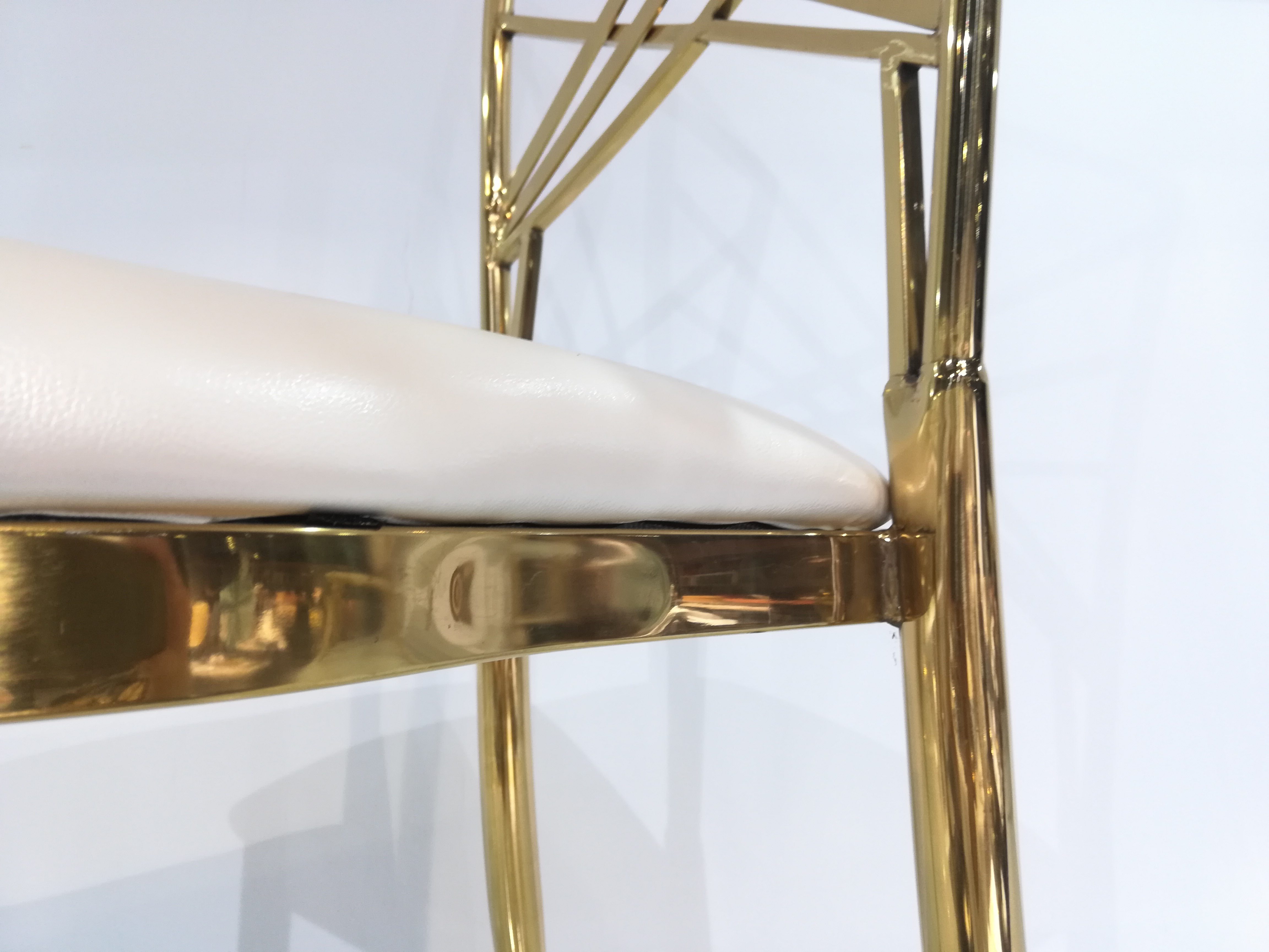 Gold Crisscross Back Dining Chair - Cream Upholstered Modern Luxury Accent Chair