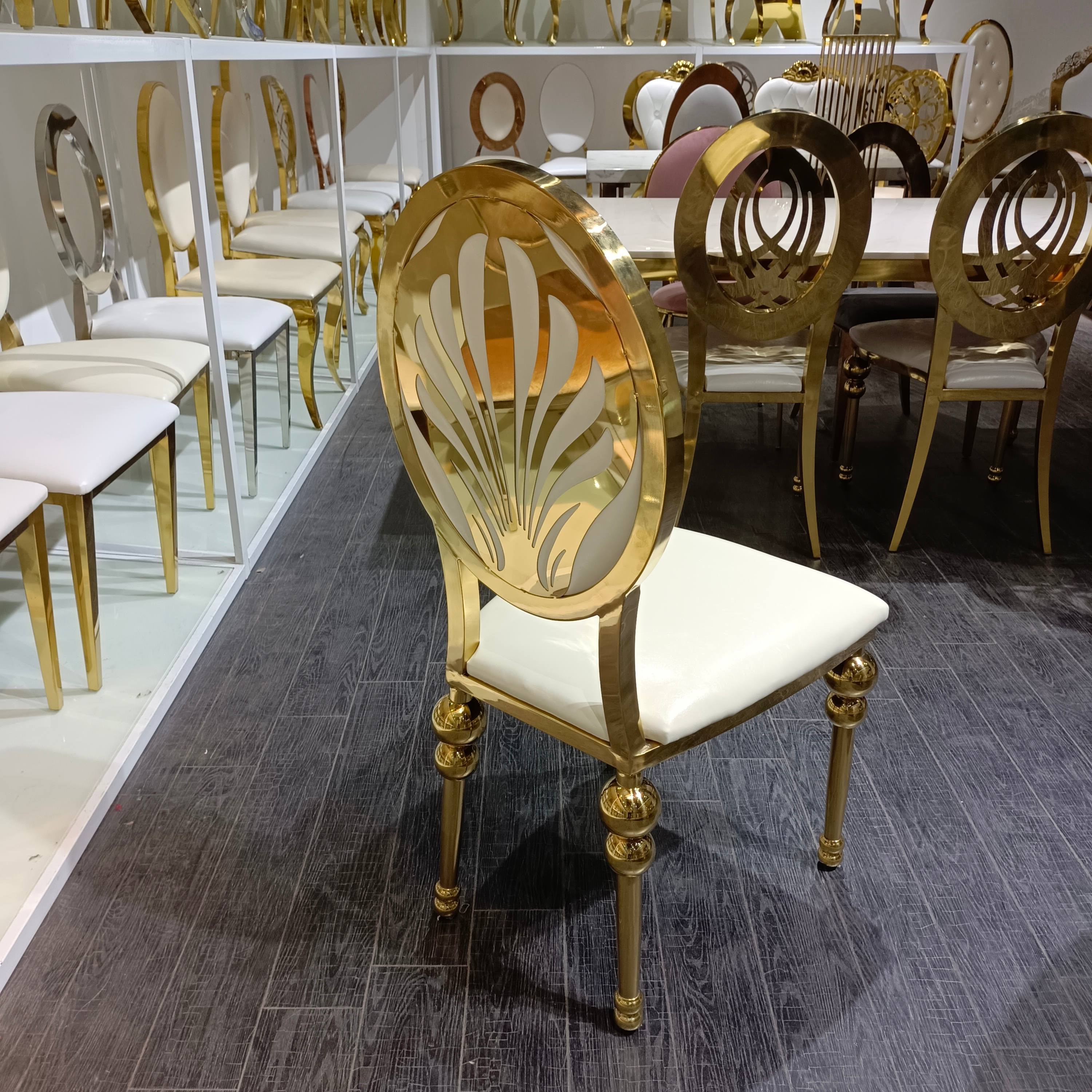 Gold Shell-Pattern Oval Back Ball Leg Dining Chair - Cream Upholstered Luxury Accent Chair