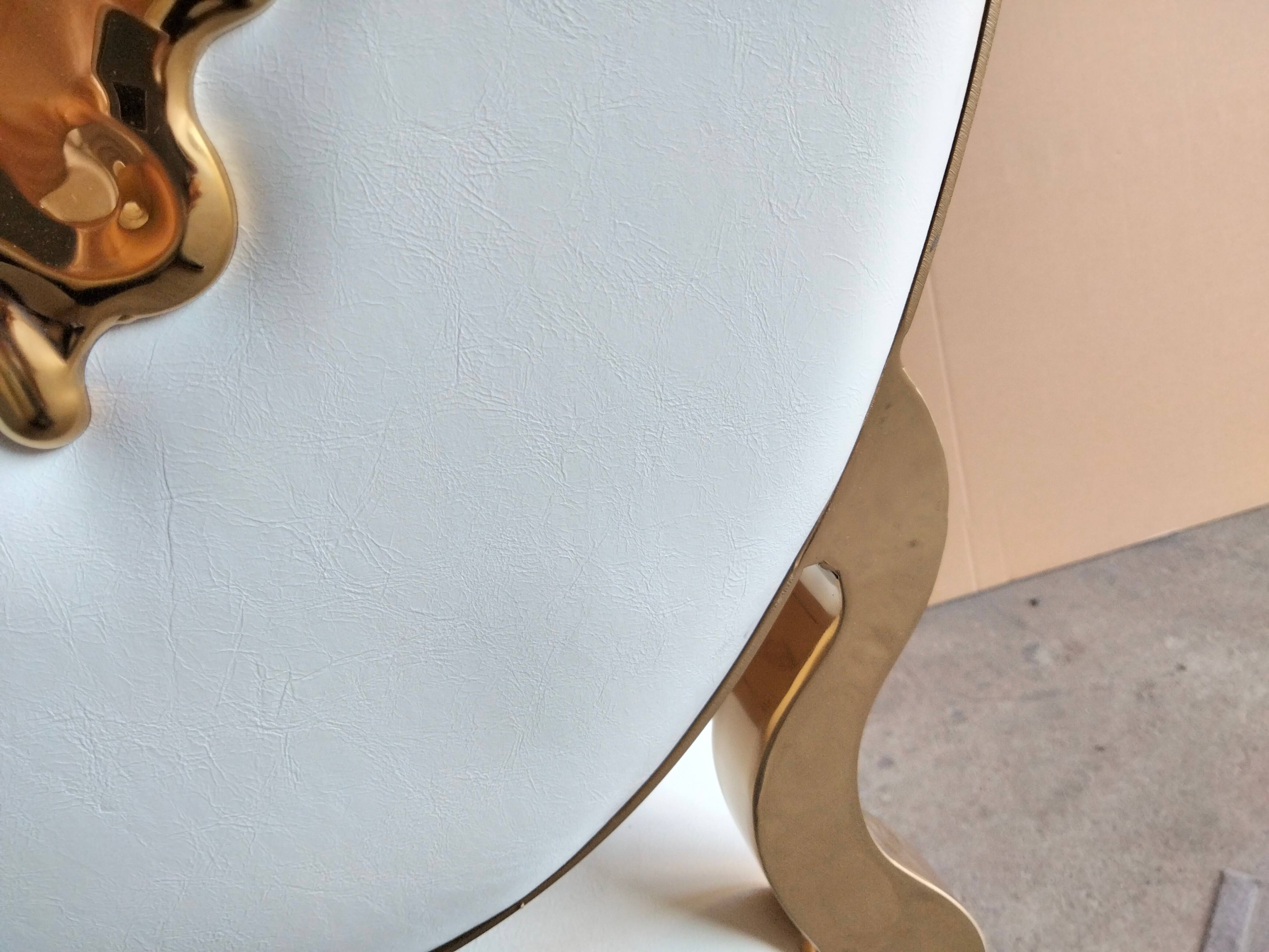 Gold Crest-Top Oval Back Cabriole Leg Dining Chair - White Upholstered Luxury Accent Chair