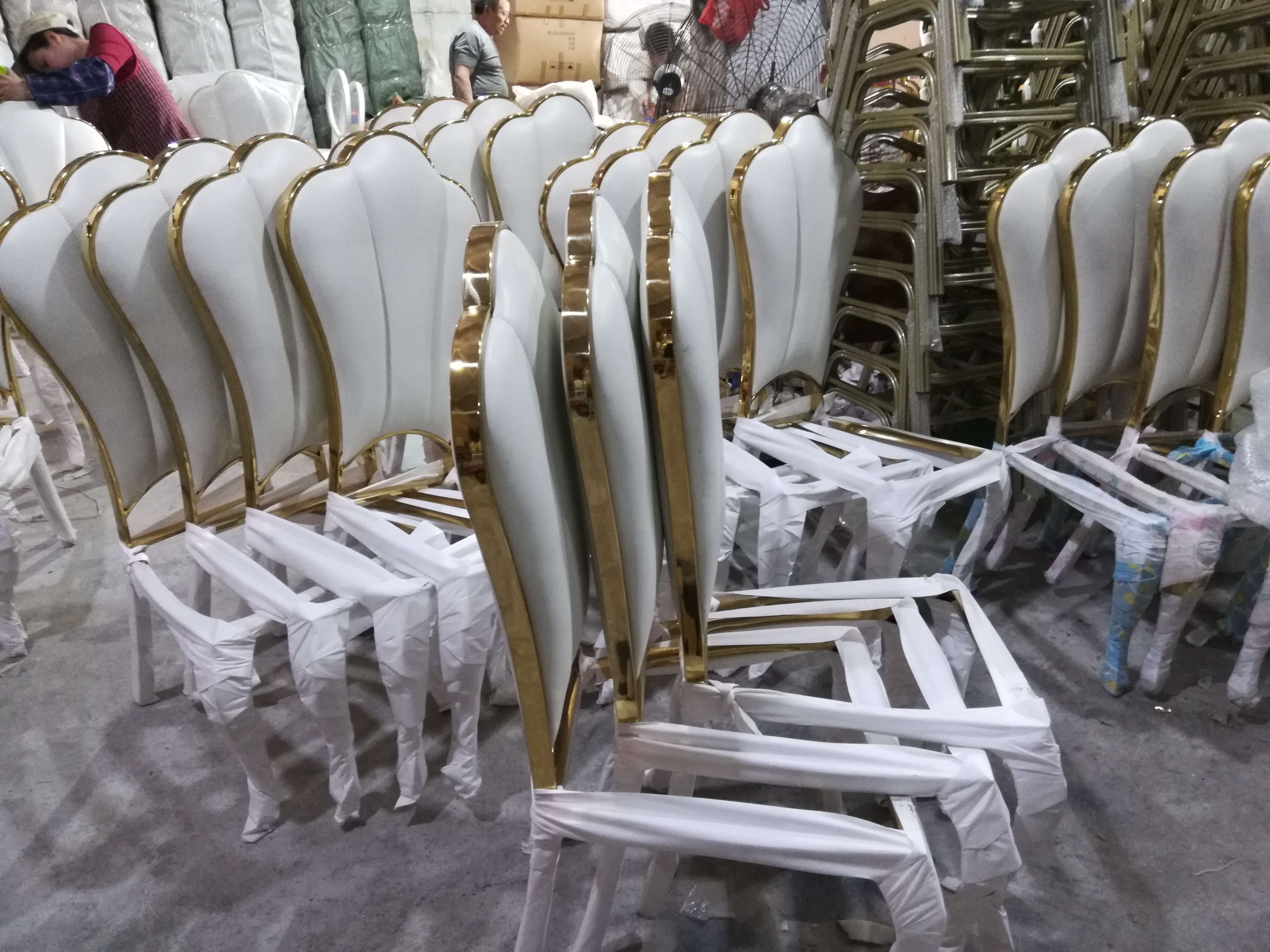 Gold Trim Red Velvet Scallop Back Dining Chair - Luxury Accent Chair