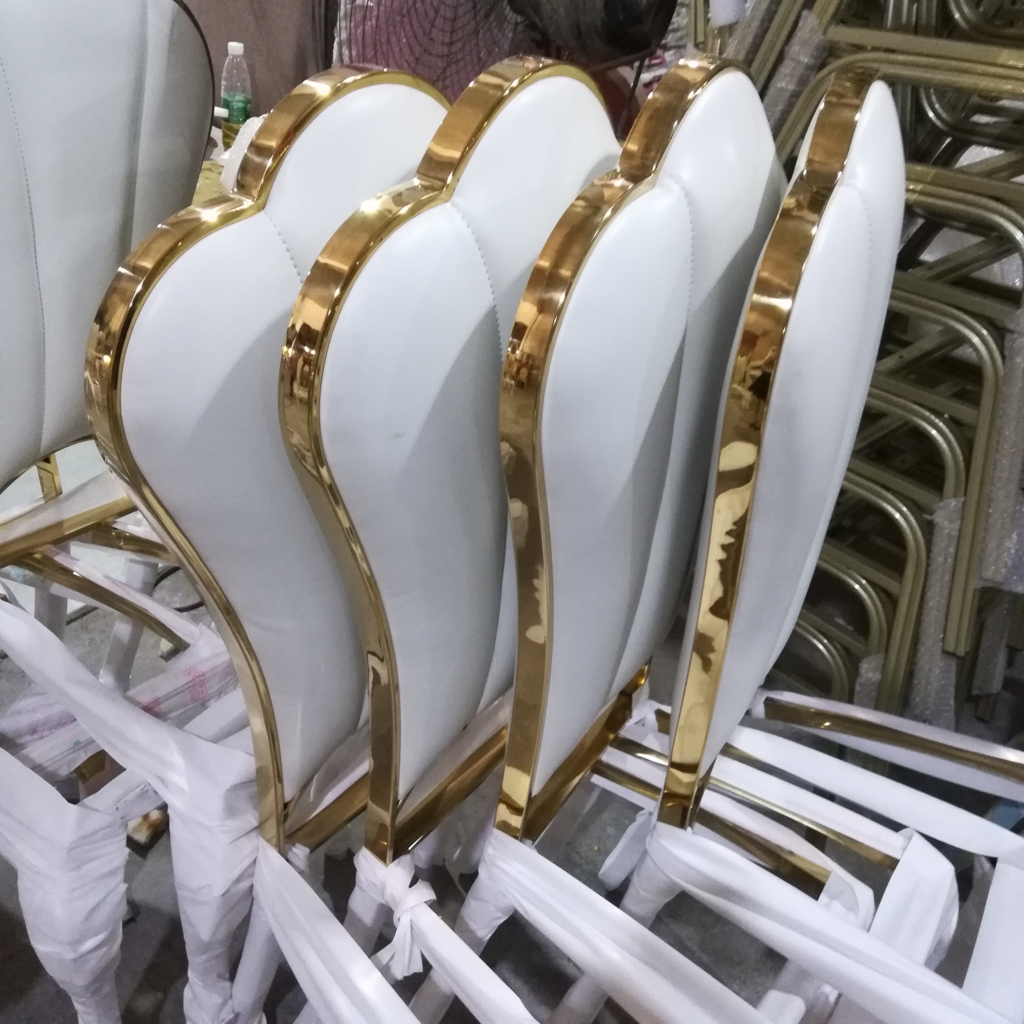 Gold Trim Red Velvet Scallop Back Dining Chair - Luxury Accent Chair