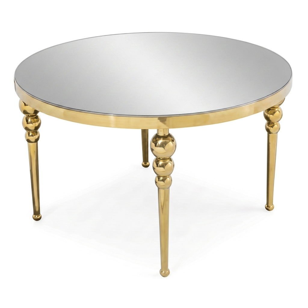 European Style Curved Leg Round Side Table – Gold Stainless Steel Frame
