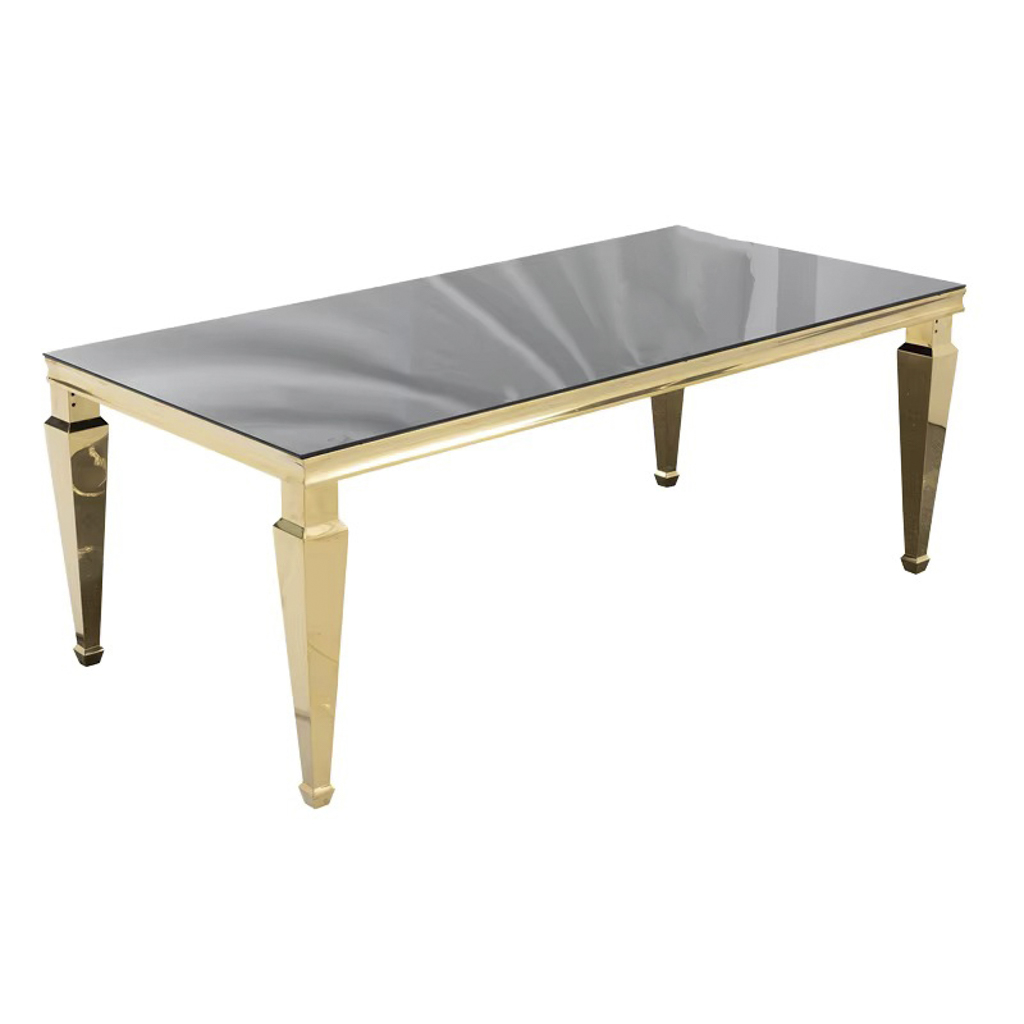 Classic Gold Stainless Steel Rectangular Dining Table with Multiple Leg Designs