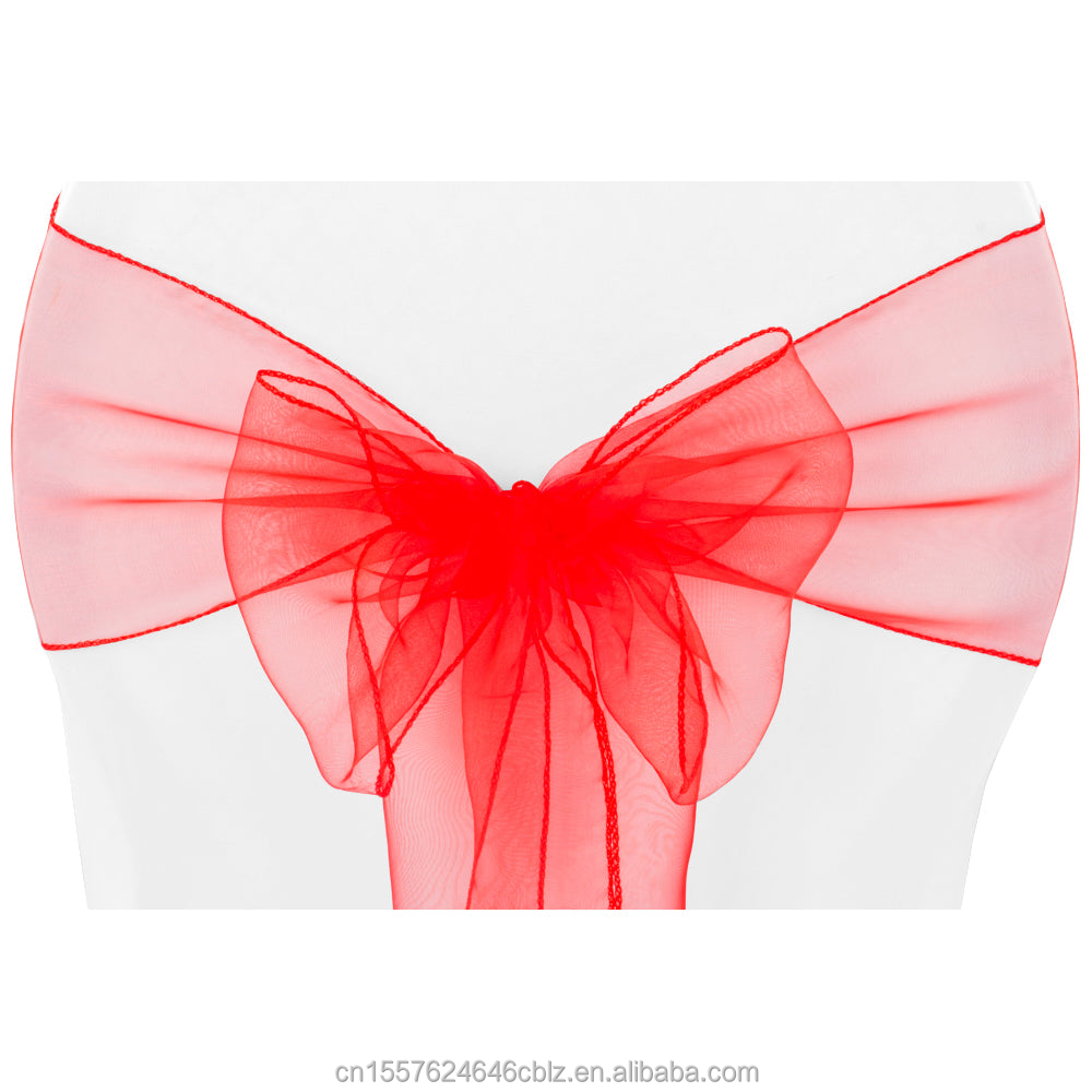 Satin & Organza Chair Sashes Bow Tie – Wedding Banquet Chair Decorations