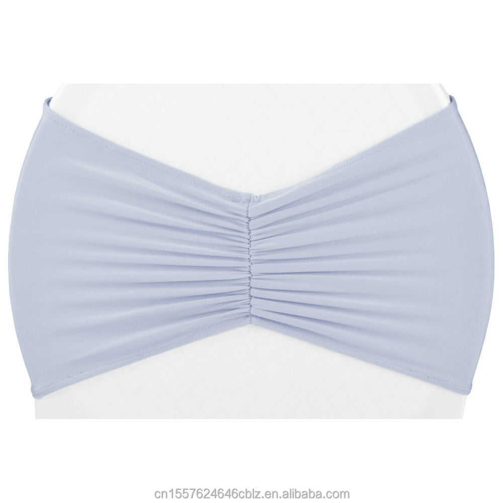 Wide Pleated Stretch Spandex Chair Sash Band for Wedding Banquet Events