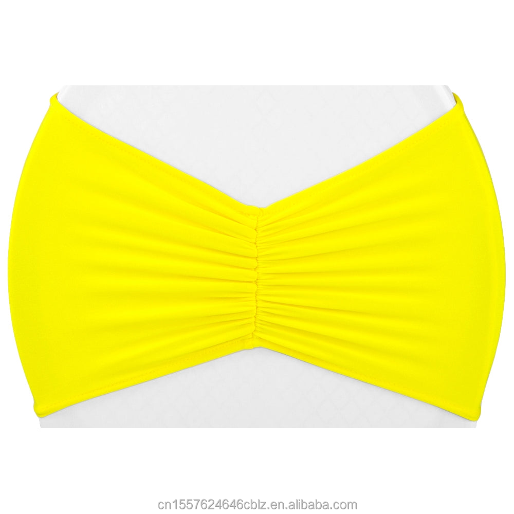 Wide Pleated Stretch Spandex Chair Sash Band for Wedding Banquet Events
