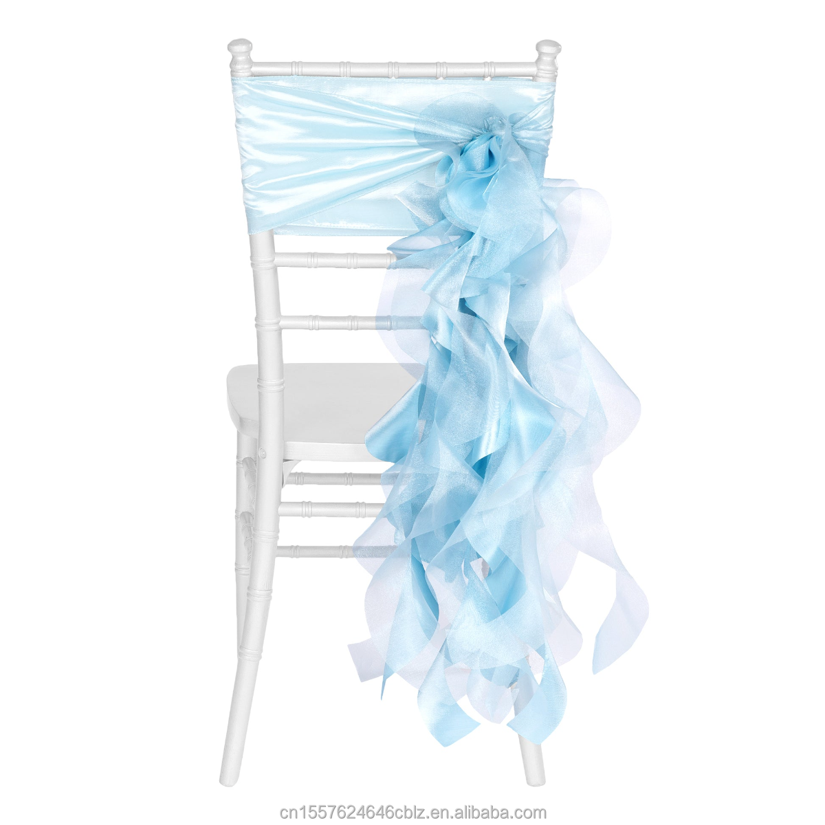 Chiffon Ruffled Vertical Chair Sash – Sheer Organza Chair Drape for Wedding Events