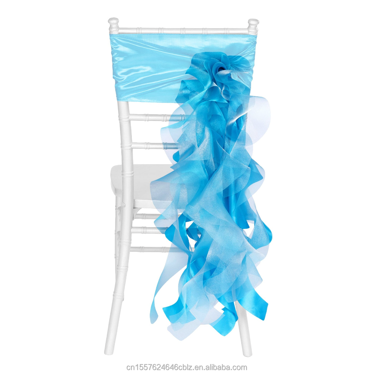 Chiffon Ruffled Vertical Chair Sash – Sheer Organza Chair Drape for Wedding Events