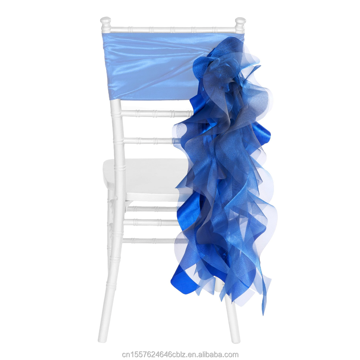 Chiffon Ruffled Vertical Chair Sash – Sheer Organza Chair Drape for Wedding Events