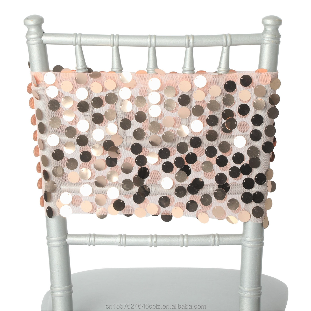 Sequin Mesh Chair Back Sash Band – Sparkly Glitter Chair Decor for Weddings Banquets