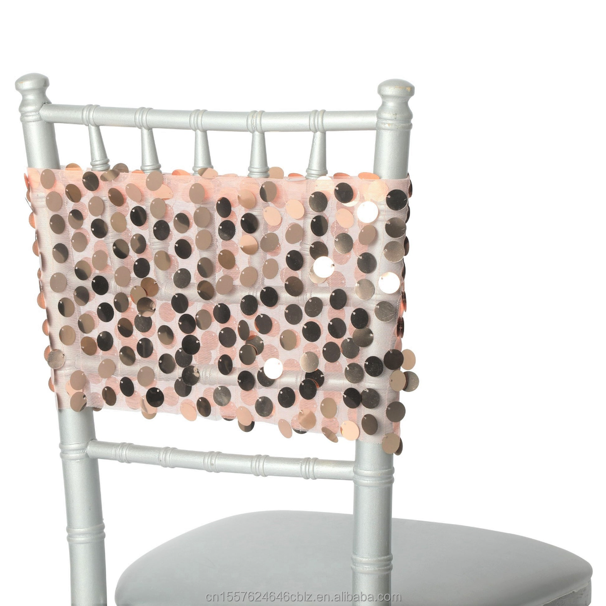 Sequin Mesh Chair Back Sash Band – Sparkly Glitter Chair Decor for Weddings Banquets