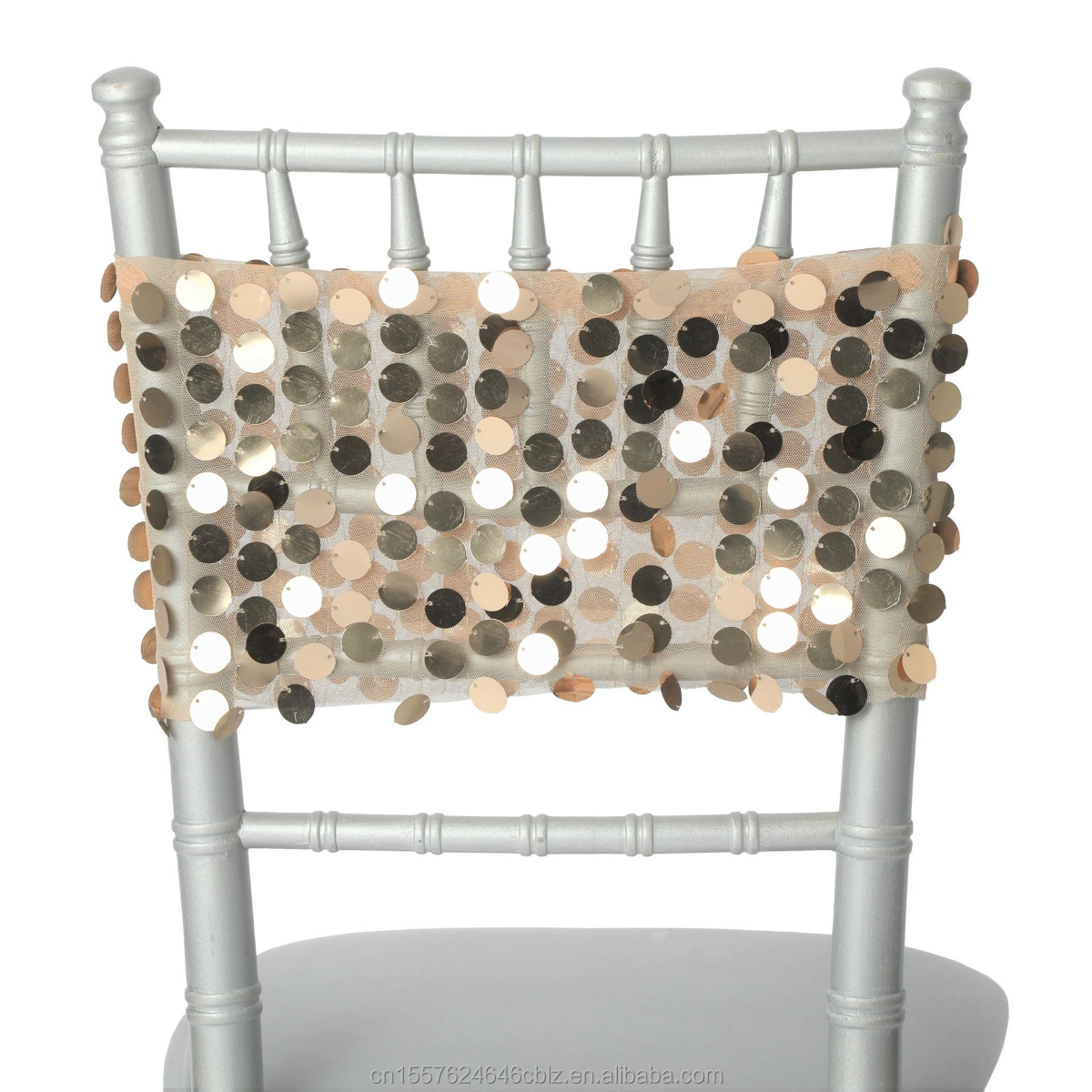 Sequin Mesh Chair Back Sash Band – Sparkly Glitter Chair Decor for Weddings Banquets