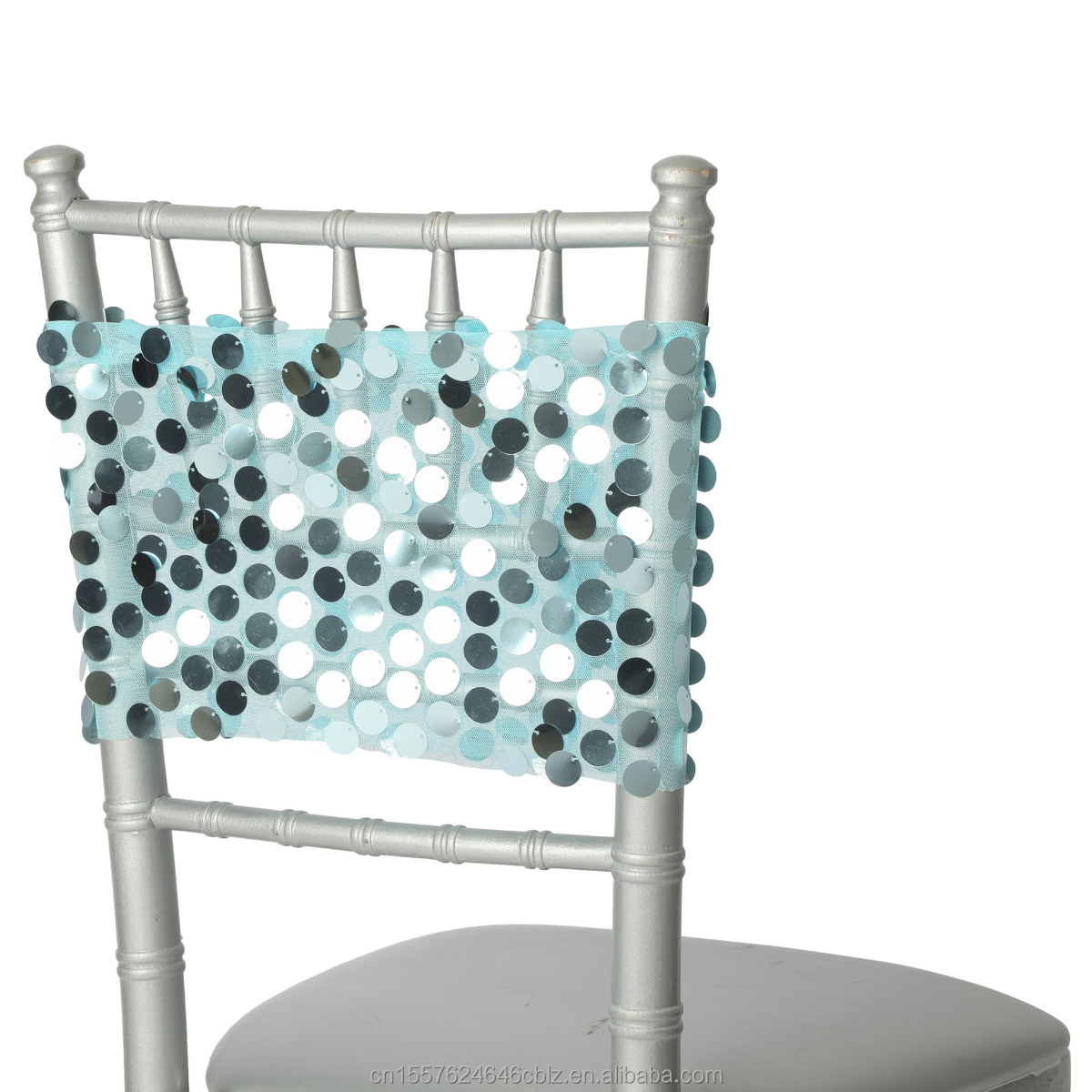 Sequin Mesh Chair Back Sash Band – Sparkly Glitter Chair Decor for Weddings Banquets