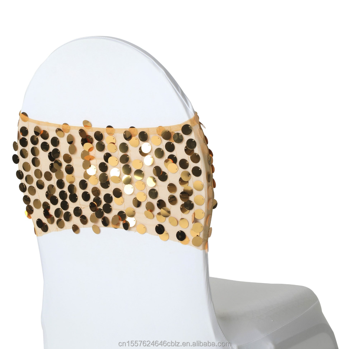Stretch Sequin Chair Sash Band – Sparkly Glitter Chair Back Wrap for Weddings Banquets