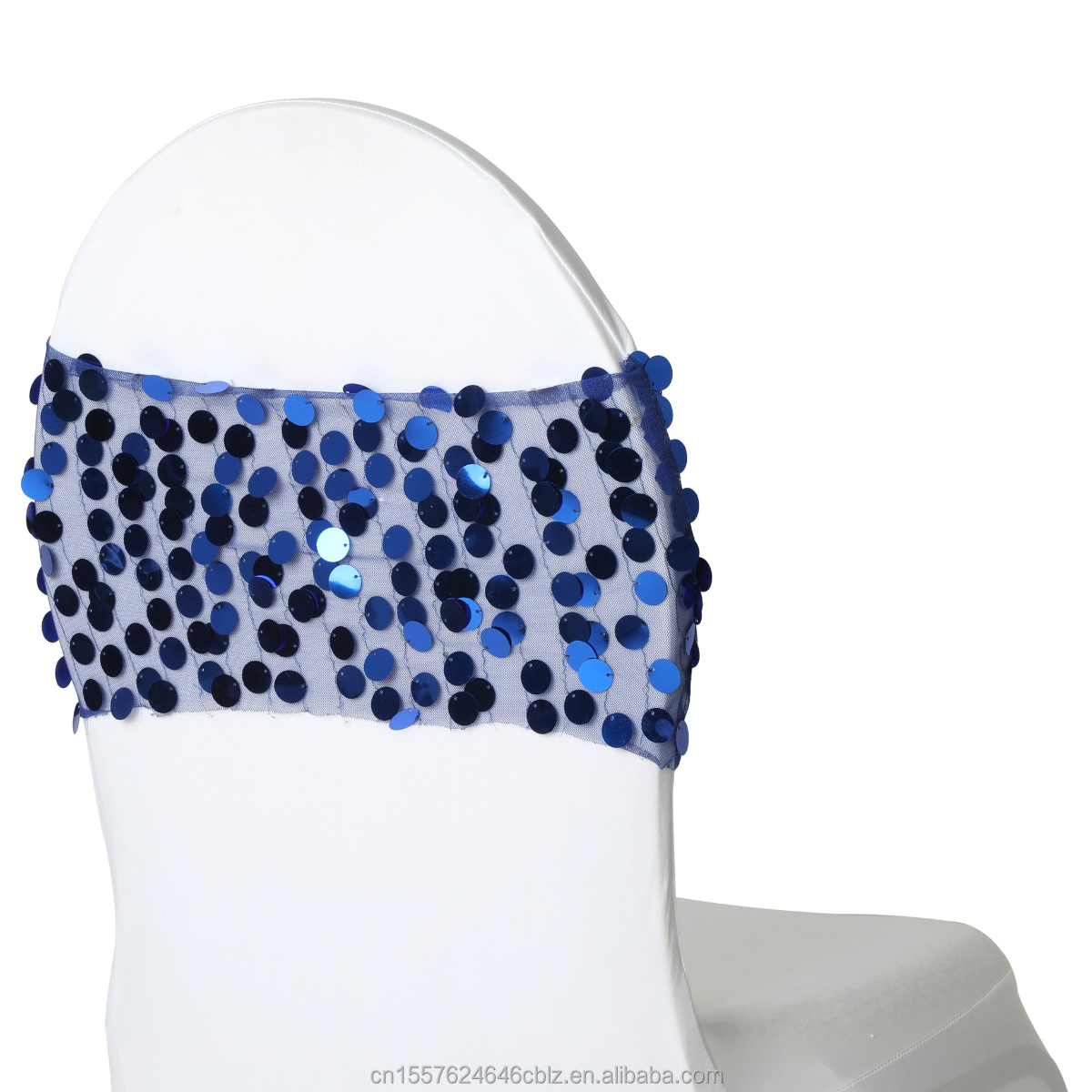 Stretch Sequin Chair Sash Band – Sparkly Glitter Chair Back Wrap for Weddings Banquets
