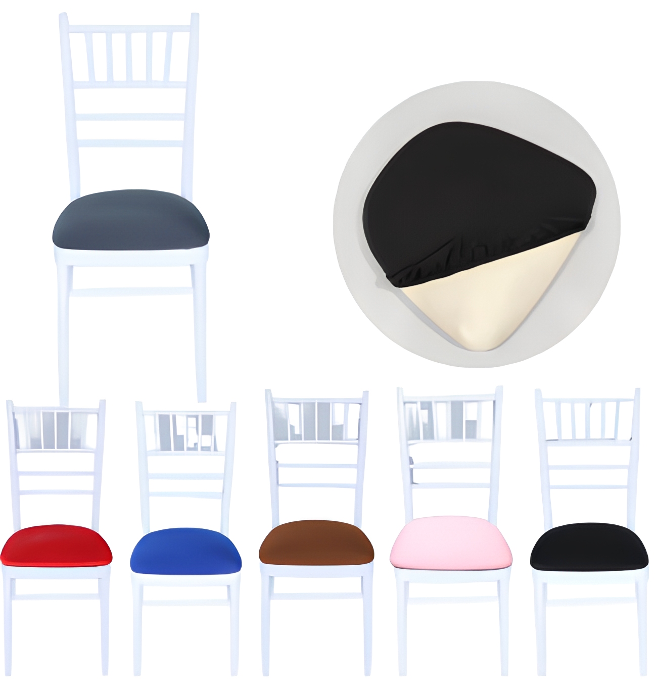 Square Chair Seat Cushion Pad with Ties – Multi Color Sponge Cushion for Banquet Event Chairs