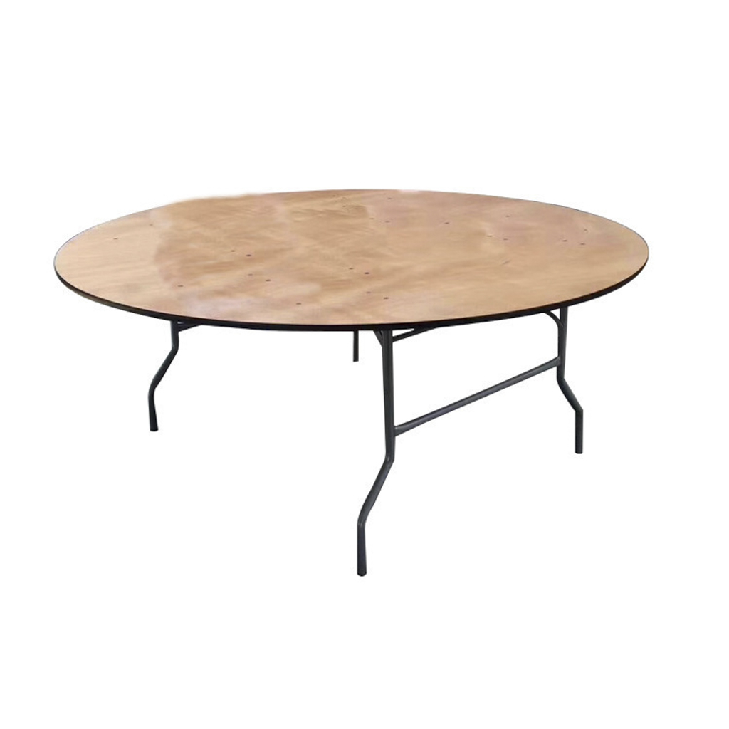 Round Wooden Folding Banquet Table – Wood Top Heavy-Duty Metal Frame Circular Event Table