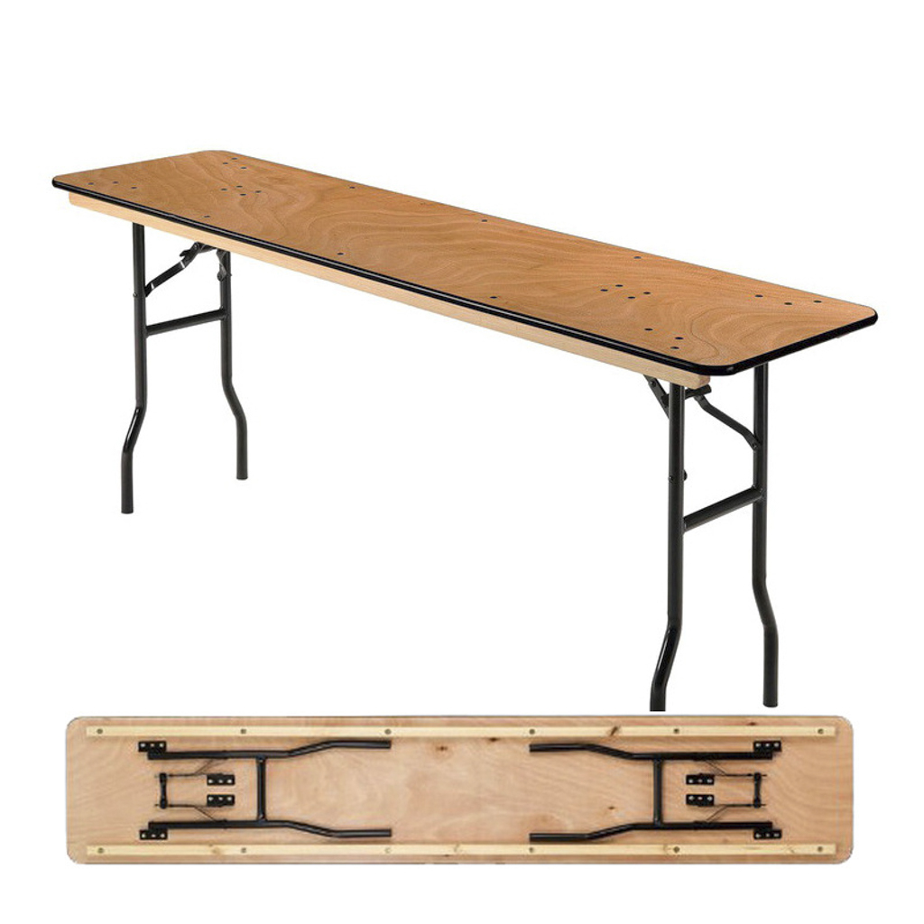 Rectangular Wood Top Folding Banquet Table, Metal Folding Legs for Event Rental
