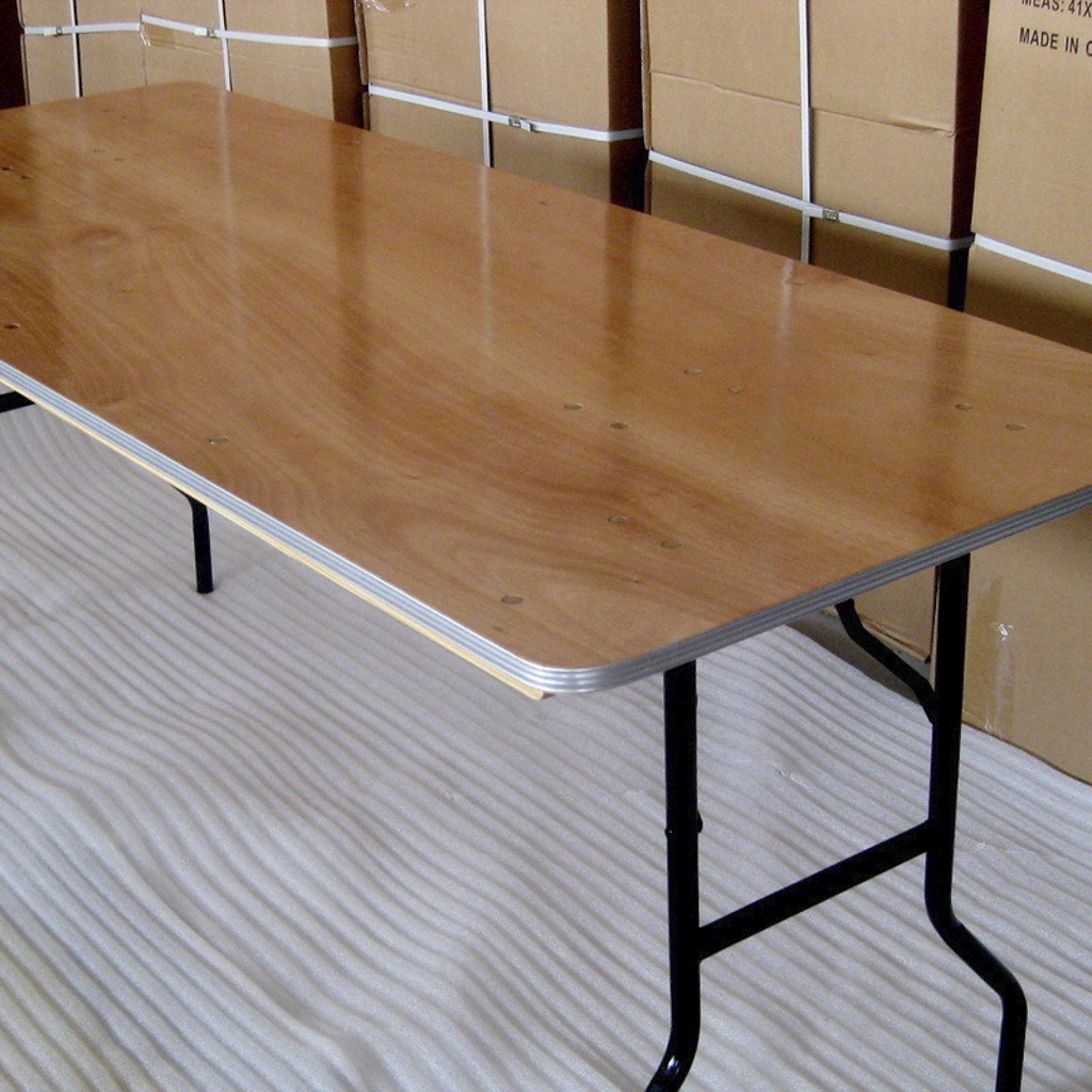 Rectangular Wood Top Folding Banquet Table, Metal Folding Legs for Event Rental