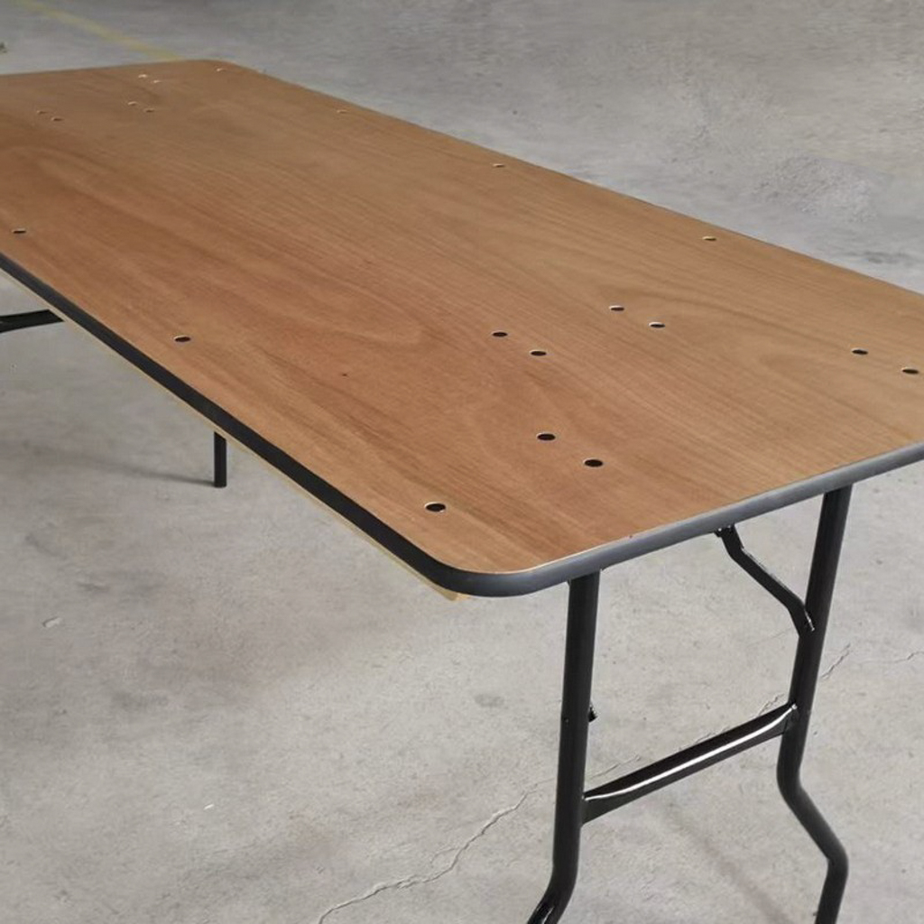 Rectangular Wood Top Folding Banquet Table, Metal Folding Legs for Event Rental