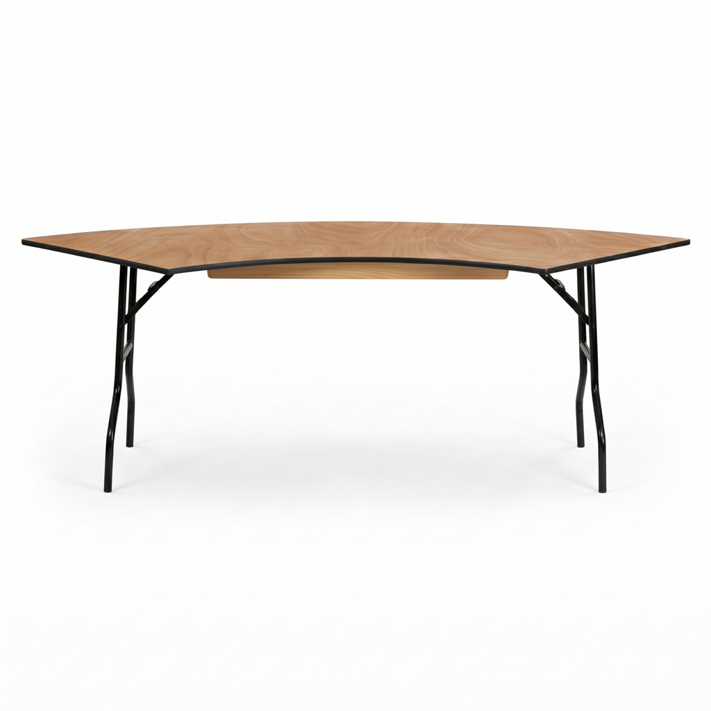 Serpentine Fan-Shaped Wooden Folding Table – Curved Half-Round Event Table for Banquet Wedding Cater