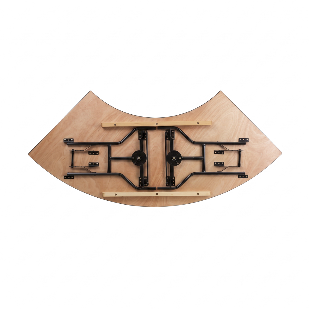 Serpentine Fan-Shaped Wooden Folding Table – Curved Half-Round Event Table for Banquet Wedding Cater