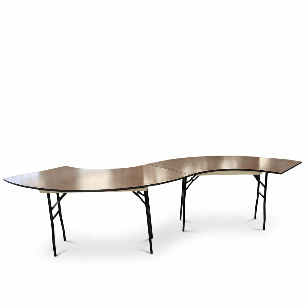 Serpentine Fan-Shaped Wooden Folding Table – Curved Half-Round Event Table for Banquet Wedding Cater