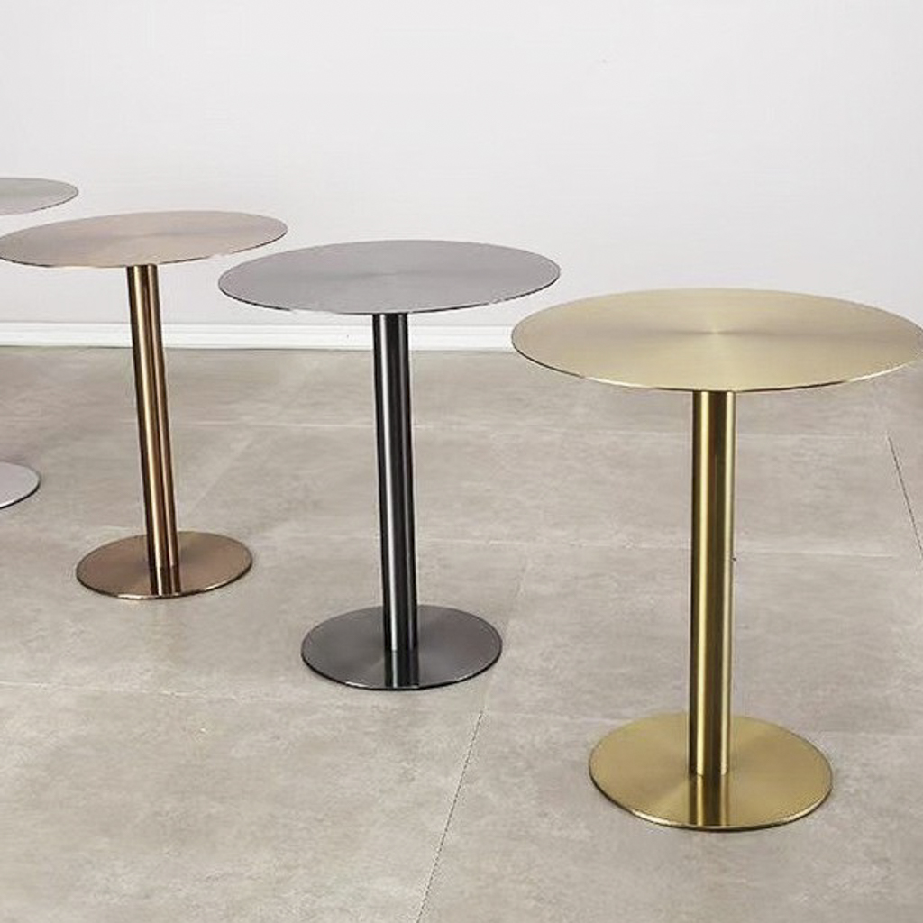 Stainless Steel Bar Table – Round & Square High Cocktail Table with Metal Pedestal Base